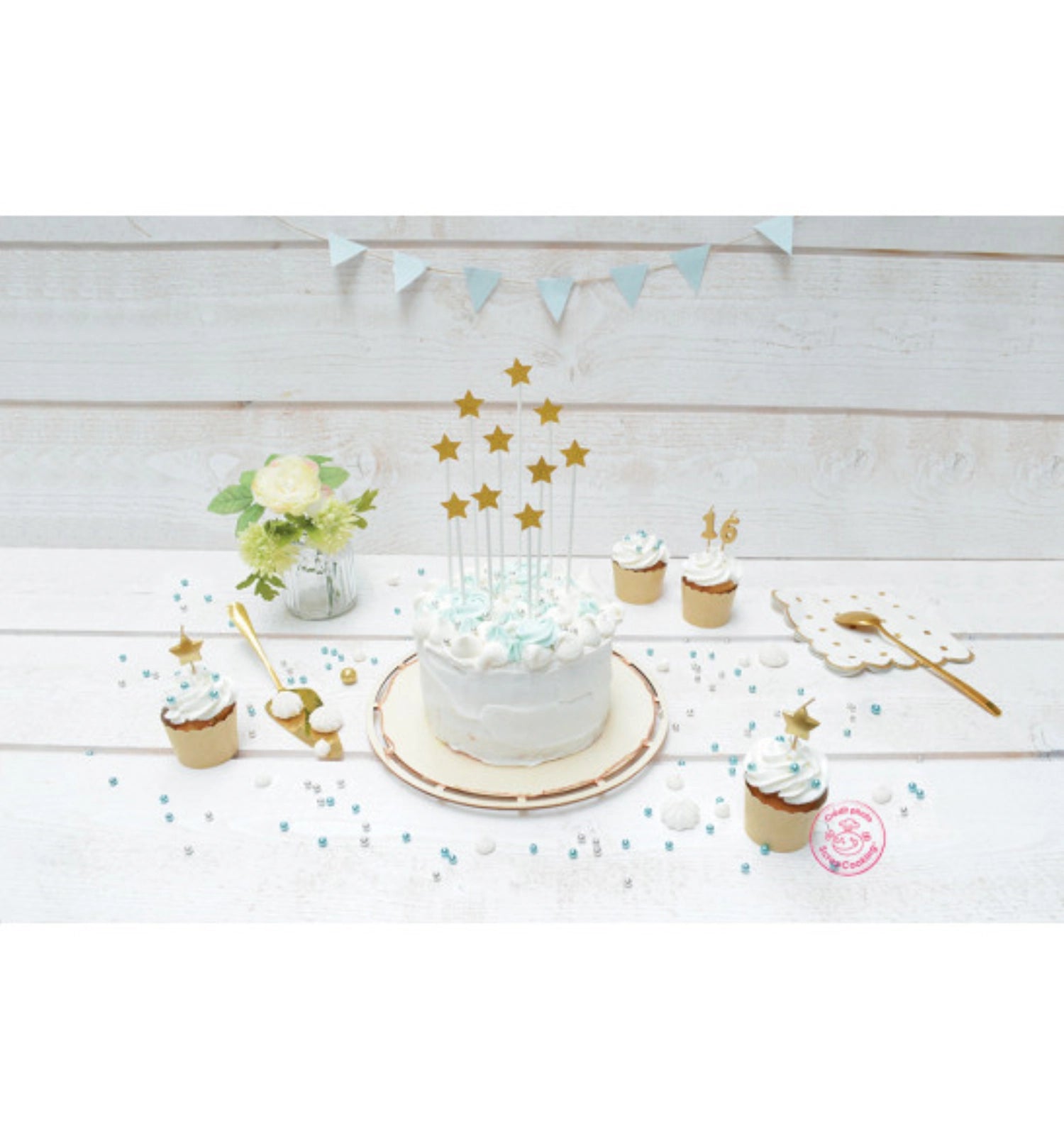 10er Set Cakes Toppers goldene Sterne - KAQTU Design