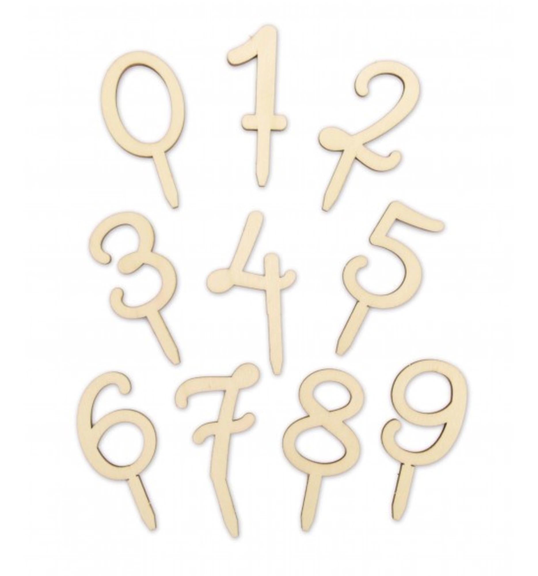 Eleganter Cake Topper aus Holz, Zahlen 0-9, ideal für Geburtstage & Jubiläen. Nachhaltig, wiederverwendbar, 15 cm hoch.