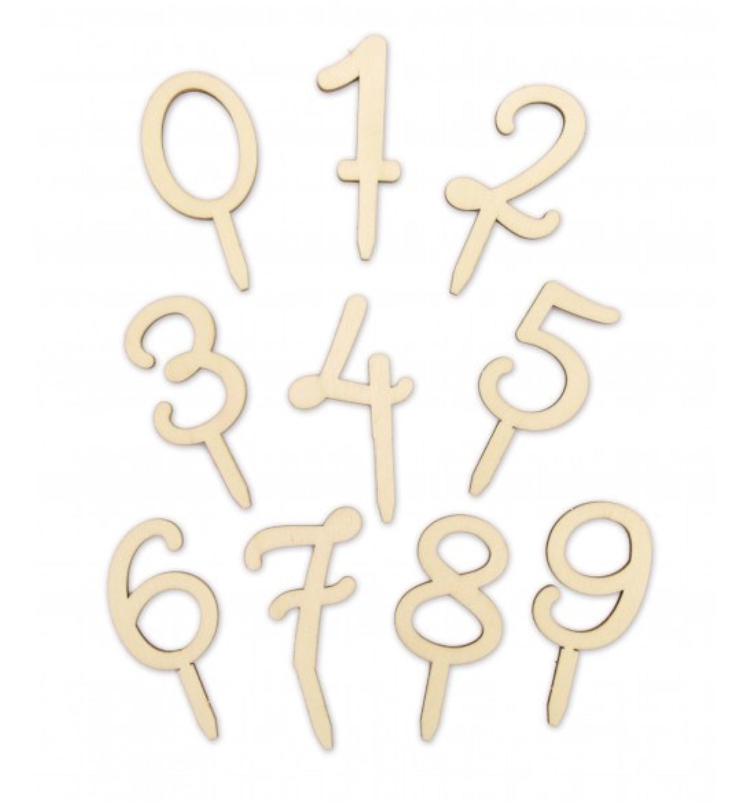 Cake topper wood, numbers 0-9