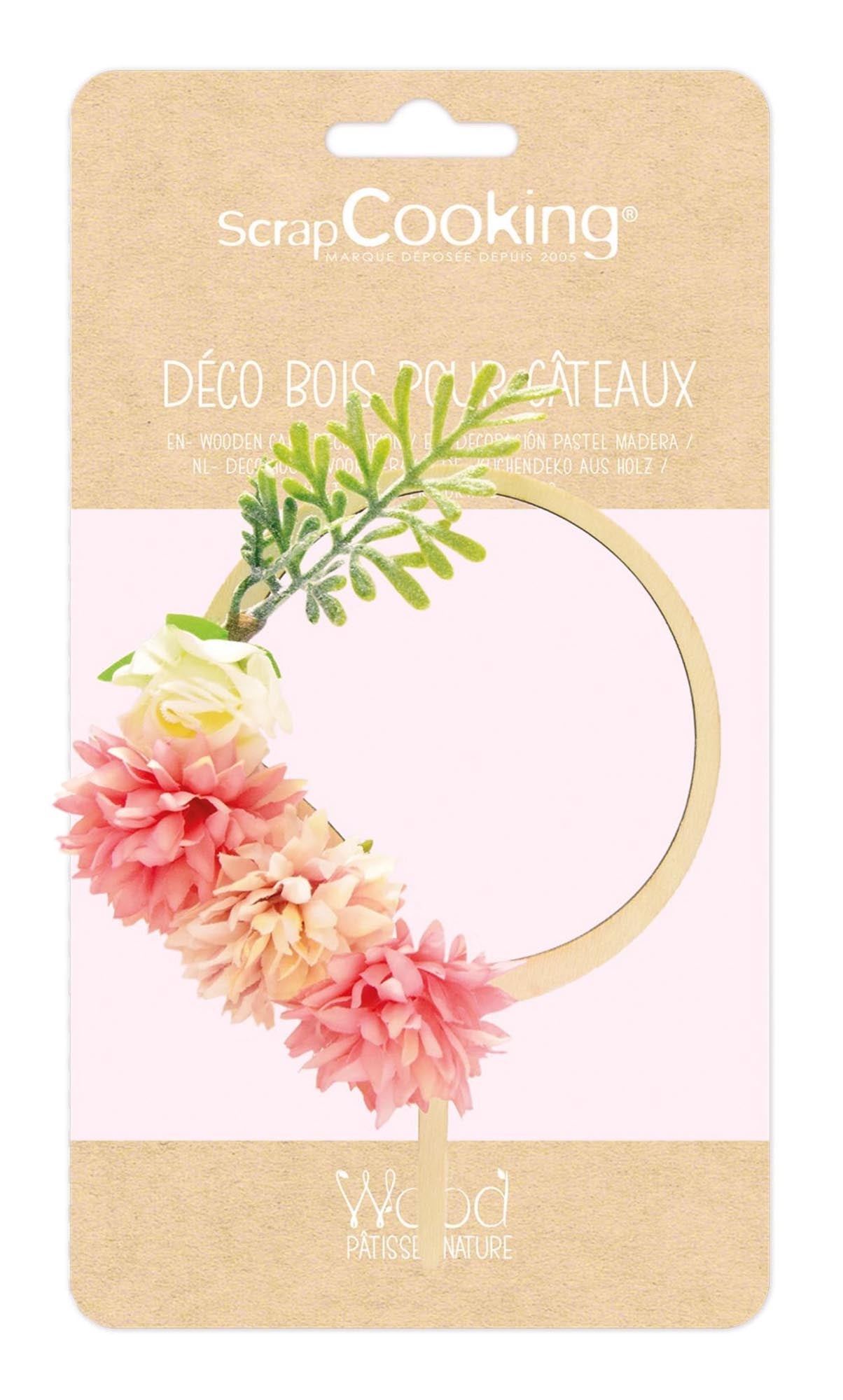 Eleganter Holz-Cake Topper mit floralen Boho-Motiven, perfekt für festliche Anlässe. Kreativ, stabil und pflegeleicht.