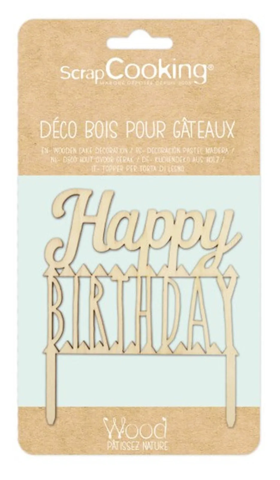 Natürlicher Holz Cake Topper "Happy Birthday" von Scrap Cooking.