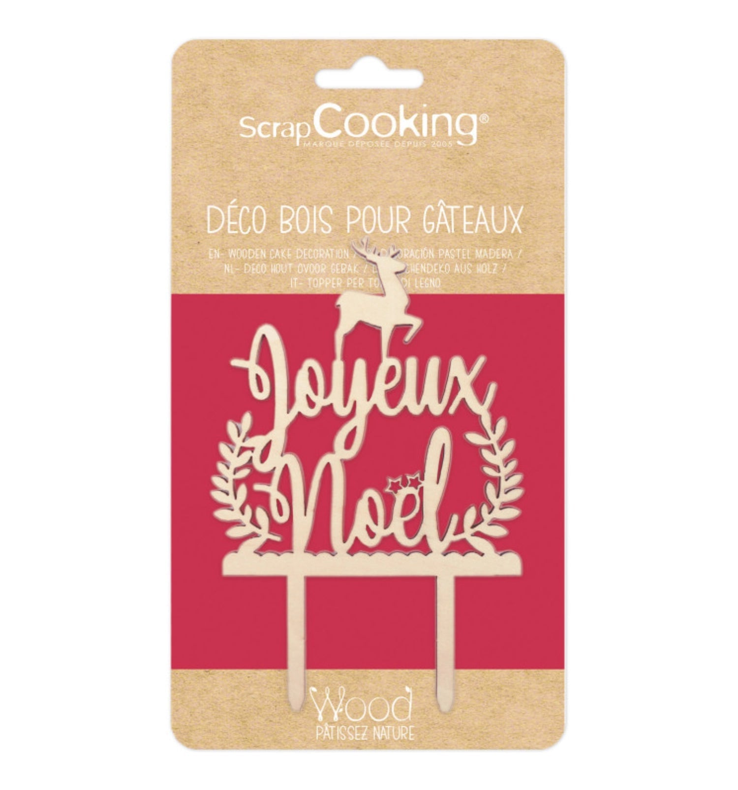 Handgefertigter "Joyeux Noël" Cake Topper aus Holz von Scrap Cooking.