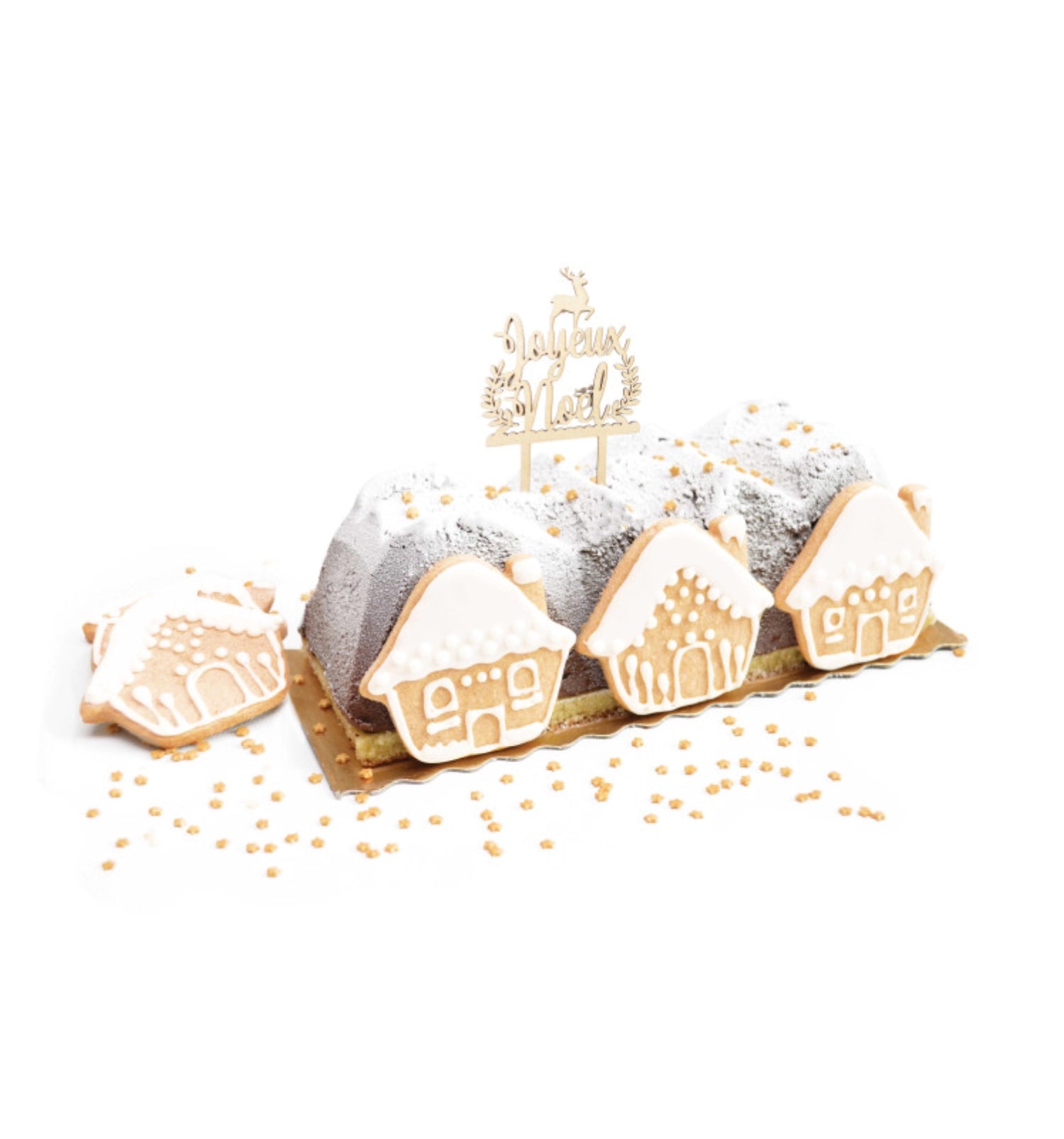 Festlicher "Joyeux Noël" Holz-Cake-Topper von Scrap Cooking.