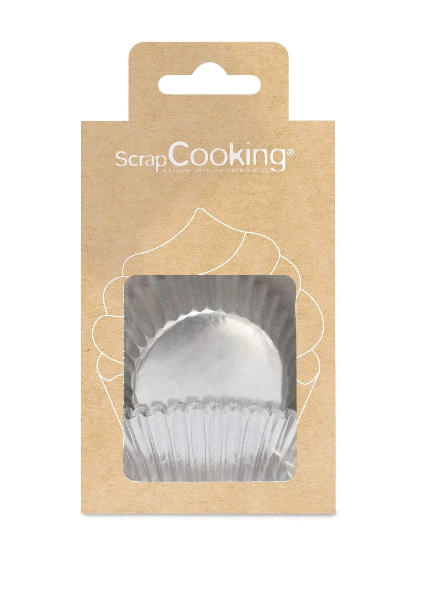 Elegante, silberne Cupcake Formen für festliche Anlässe. Stabil, antihaftend, ideal für Muffins und Cupcakes. 48 Stück.