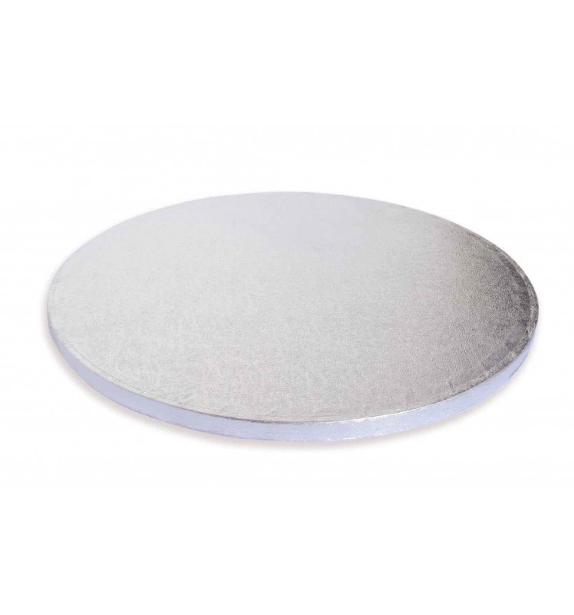 Eleganter silberner Kuchenuntersetzer (30,4 cm) von Scrap Cooking: Stabil, umweltfreundlich, ideal für festliche Anlässe.