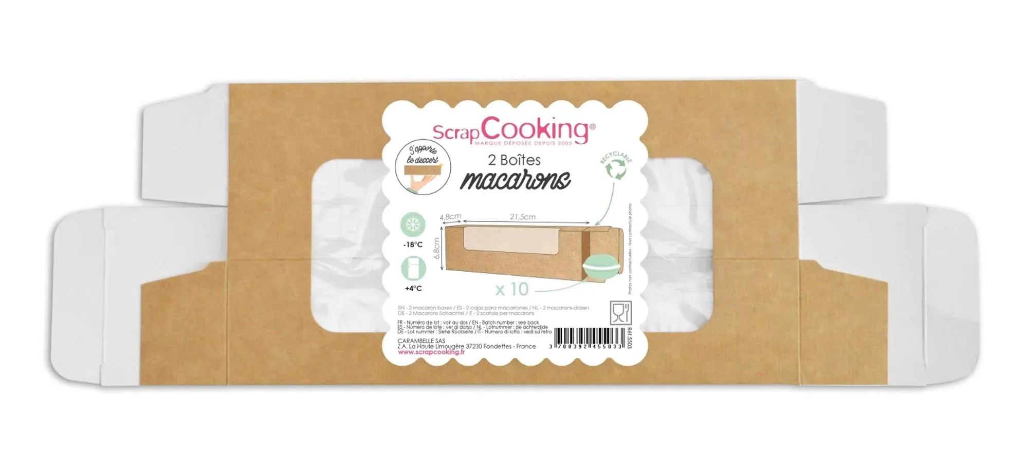 Elegante Macaron-Schachteln von Scrap Cooking: Perfekt für 10 Macarons, ideal für Hochzeiten, umweltfreundlich, stabil und stilvoll.