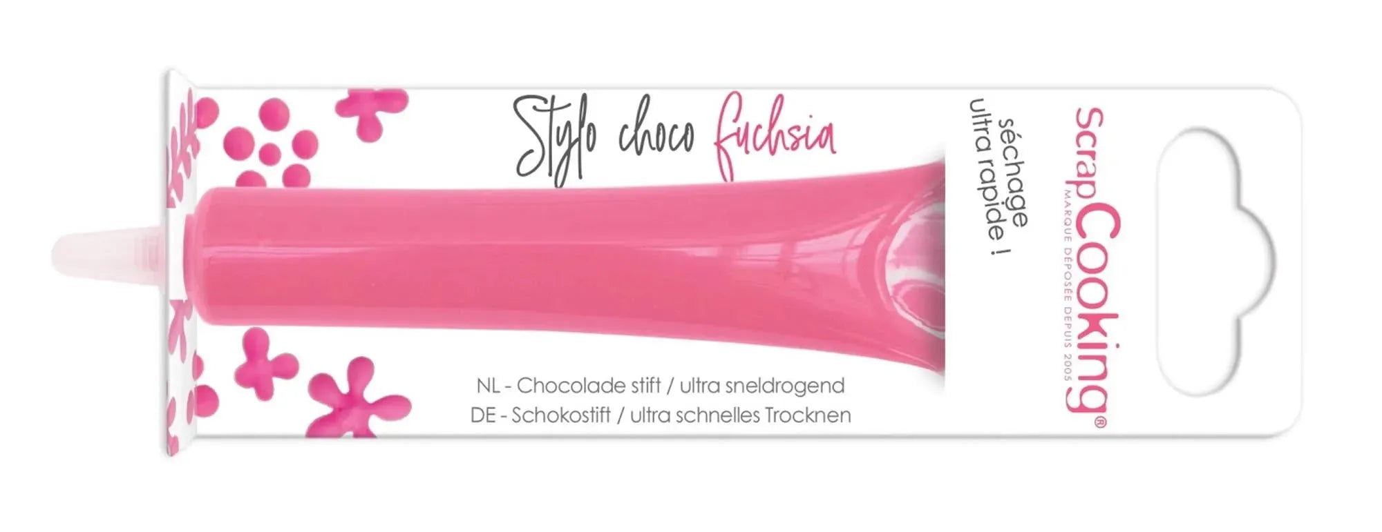 Ein fuchsia Schokoladenstift von Scrap Cooking, ideal zum Dekorieren von Desserts und Kuchen. Kreativ und köstlich!