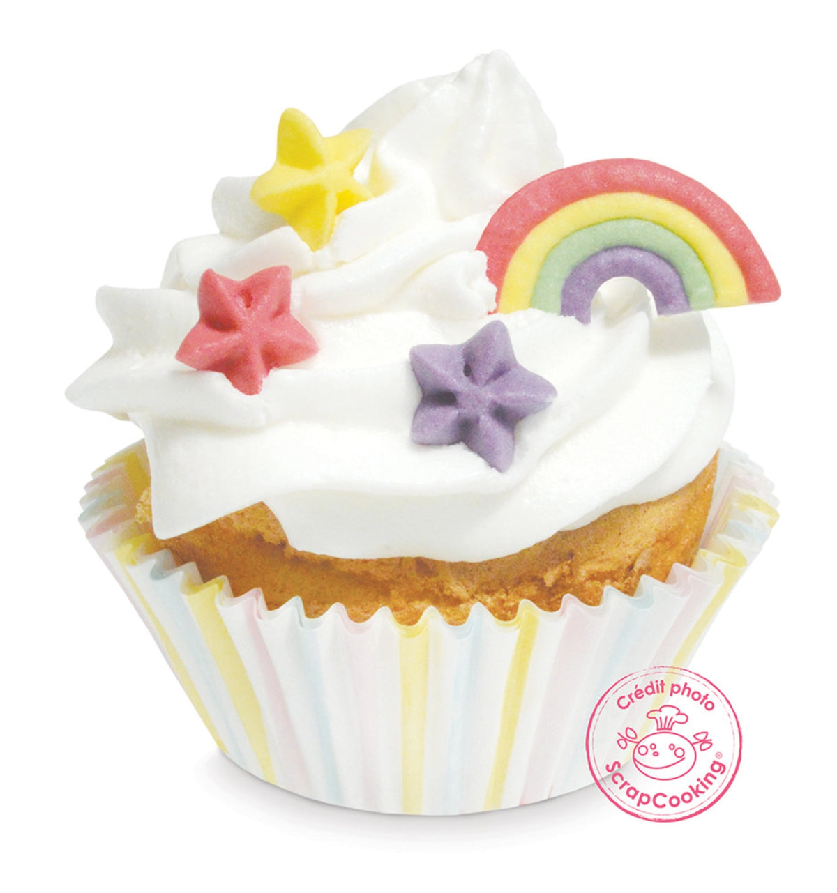 10 Stk.  Zucker Deko Regenbogen und Sternen in Gelb präsentiert im Onlineshop von KAQTU Design AG. Zutaten ist von Scrap Cooking