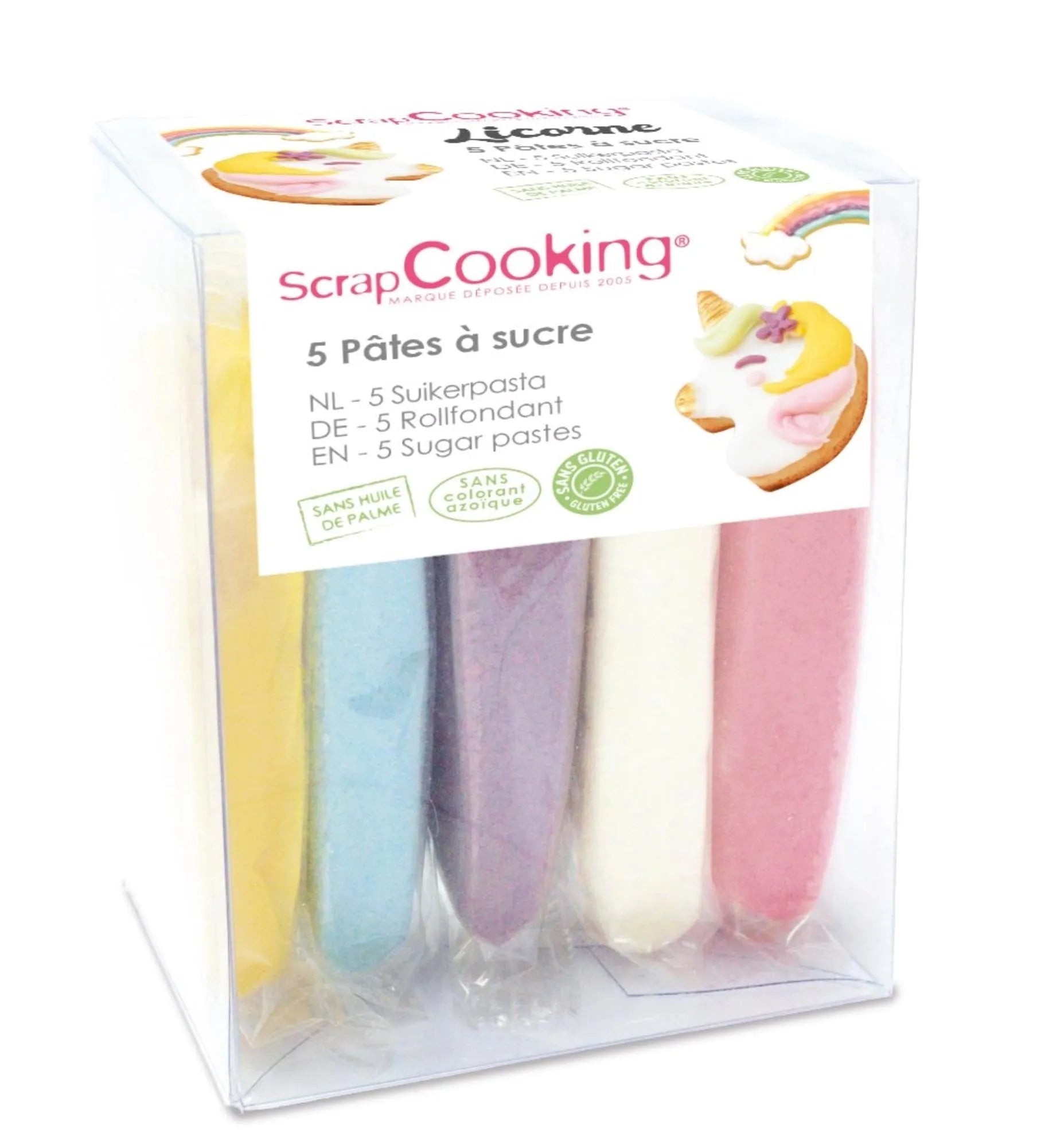 Zauberhaftes 5er Set Einhorn-Zuckerpasten: 400g, 5 Farben, ideal für kreative Kuchen und Cupcakes. Perfektes Finish für jeden Anlass!