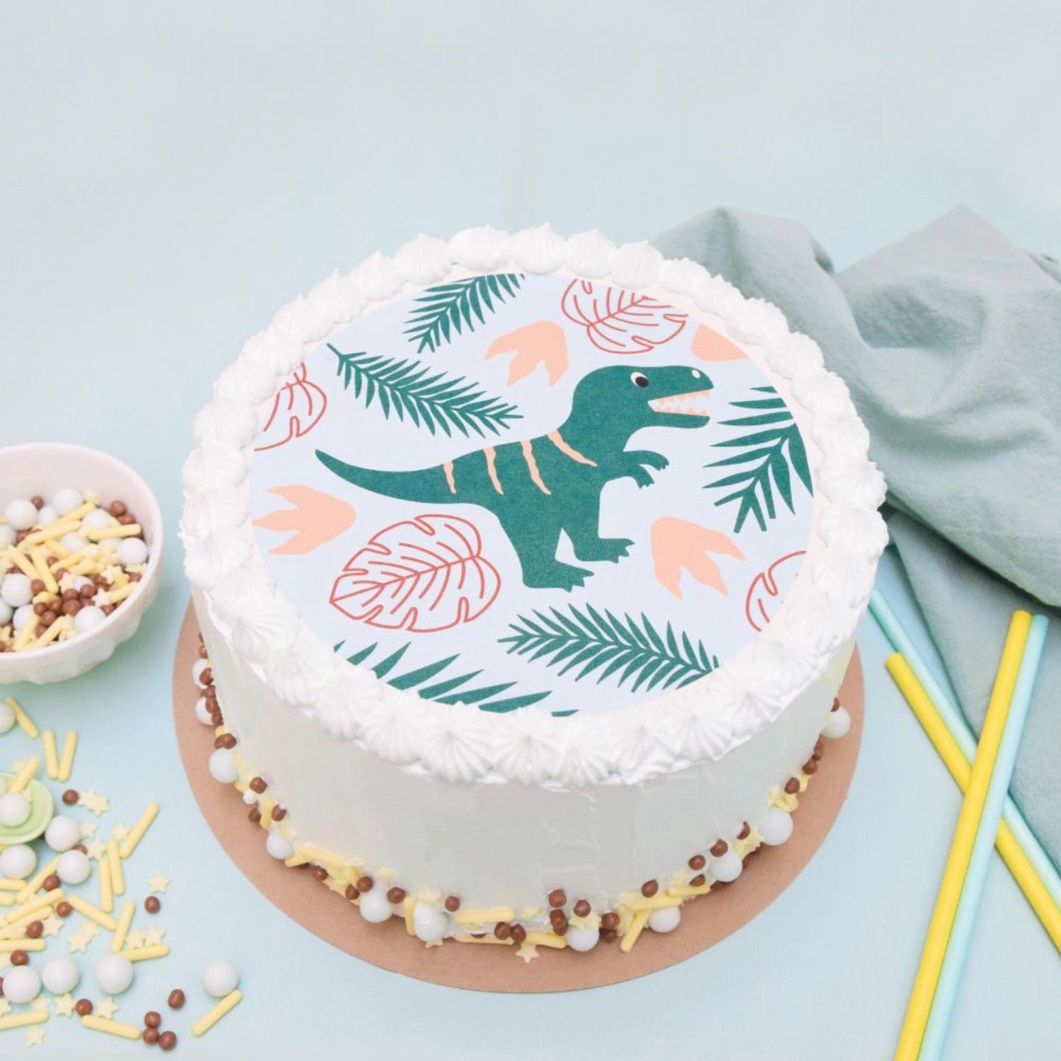 Tortenaufleger aus Zuckerpaste Dino D18cm