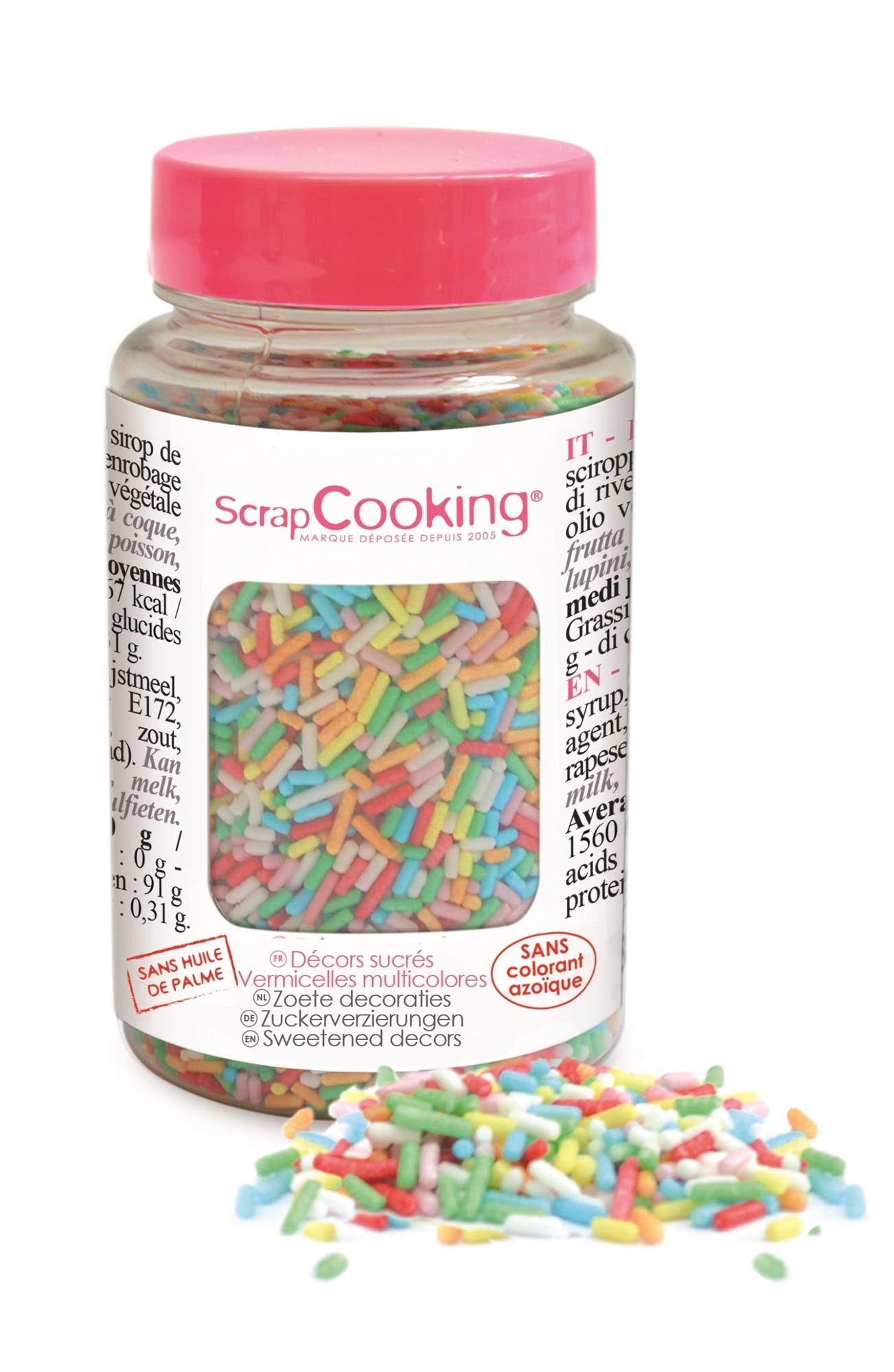 Farbenfrohe Zucker-Vermicelles für kreative Backideen, 80g.