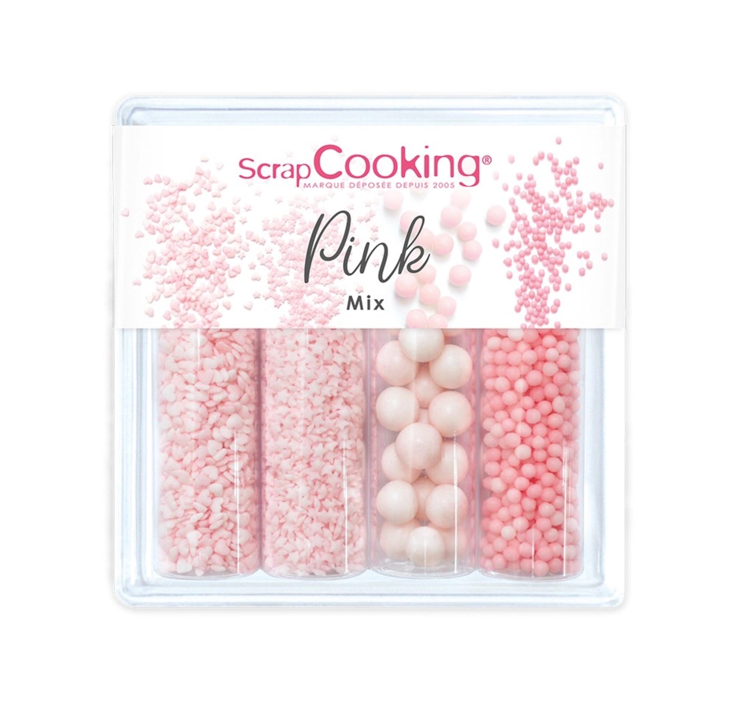 Verleihen Sie Ihren Desserts mit dem 4er Set Zuckerdekors Pink Mix von Scrap Cooking einen eleganten, farbenfrohen Touch.