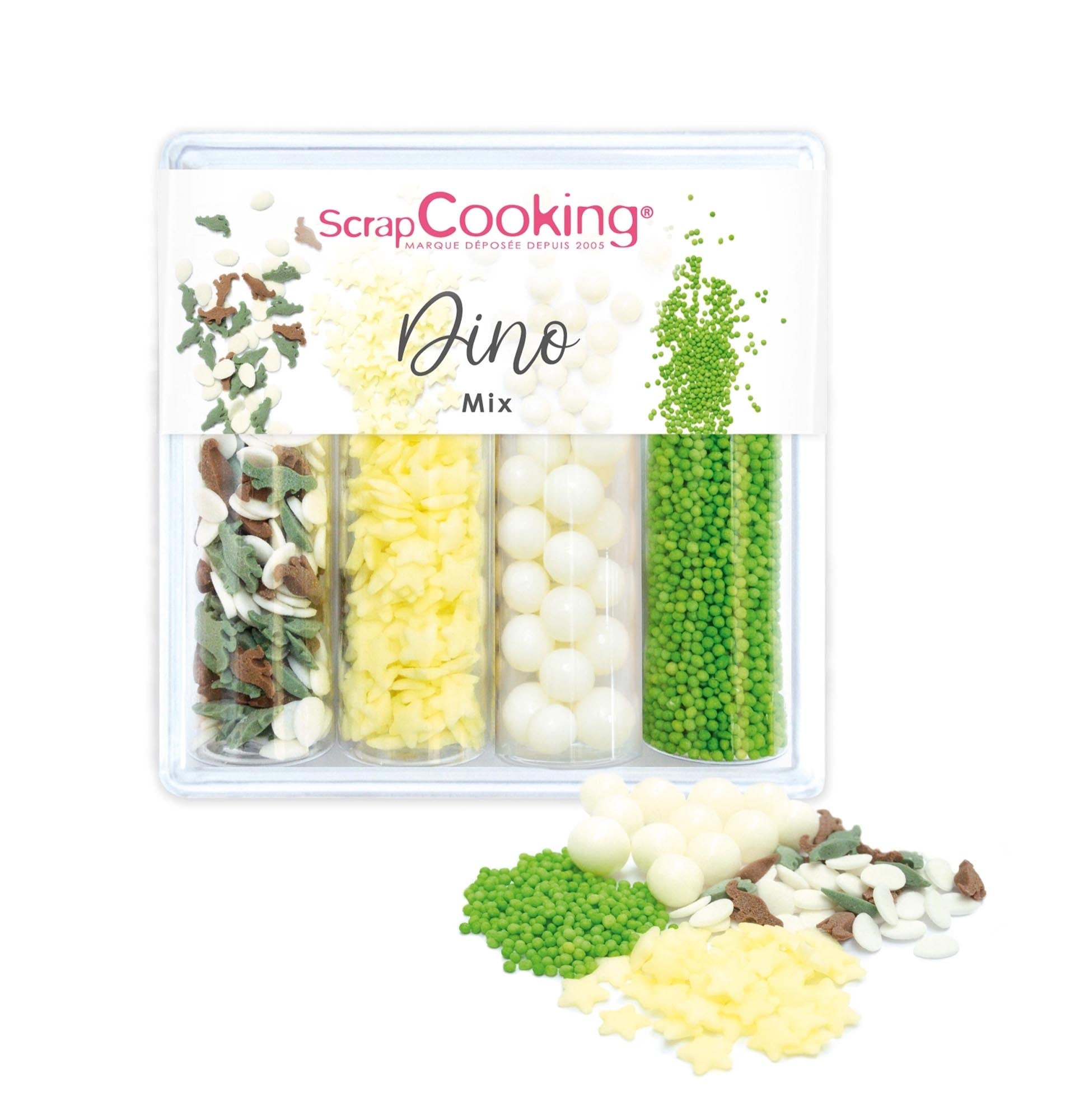 Bunte Dino-Zuckerdekors: Perfekt für kreative Backideen, 61g Set.
