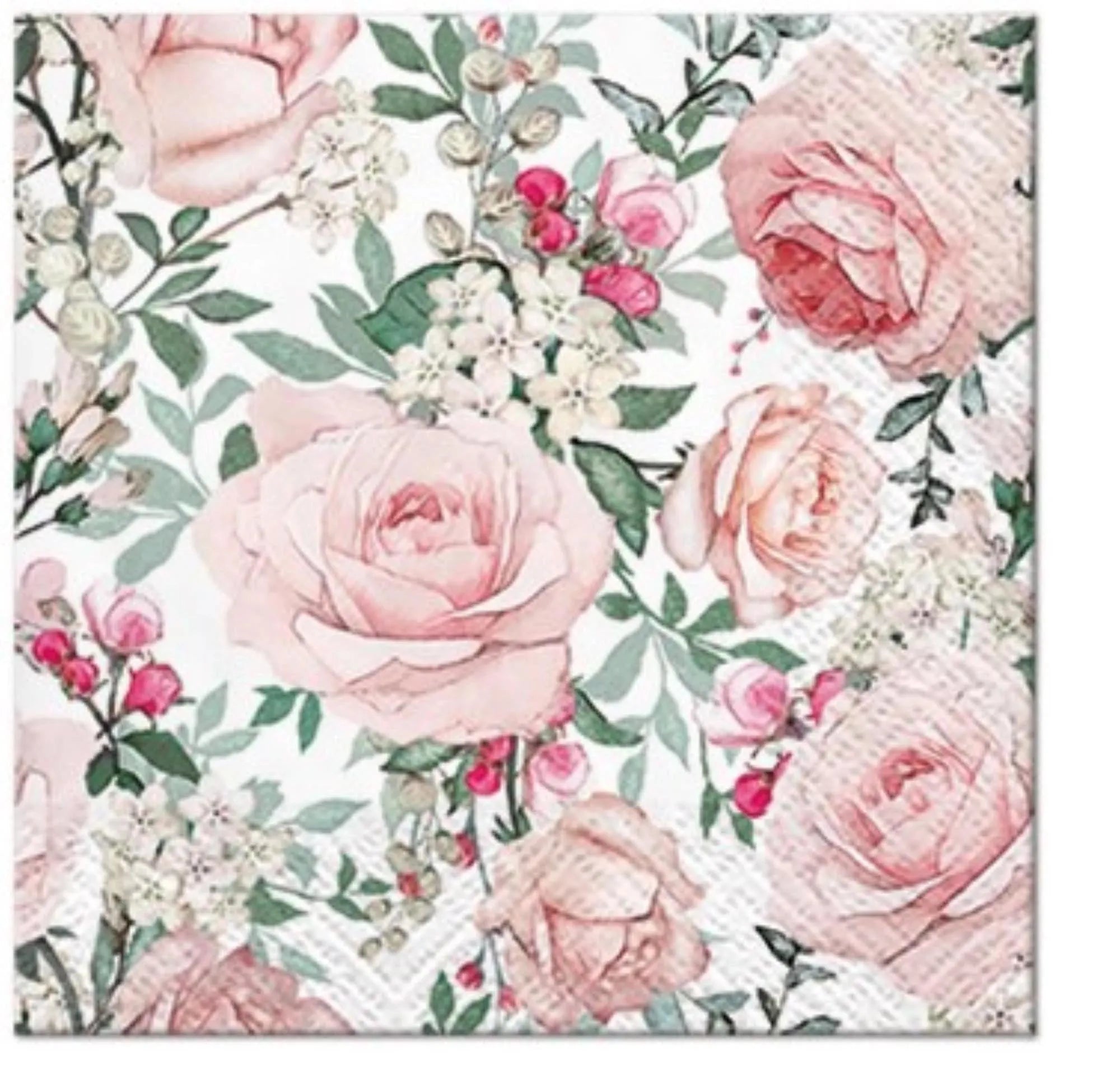 Elegante 25x25cm Servietten mit Rosenmuster von PAW Decor Collection, ideal für Cocktailpartys und festliche Anlässe.