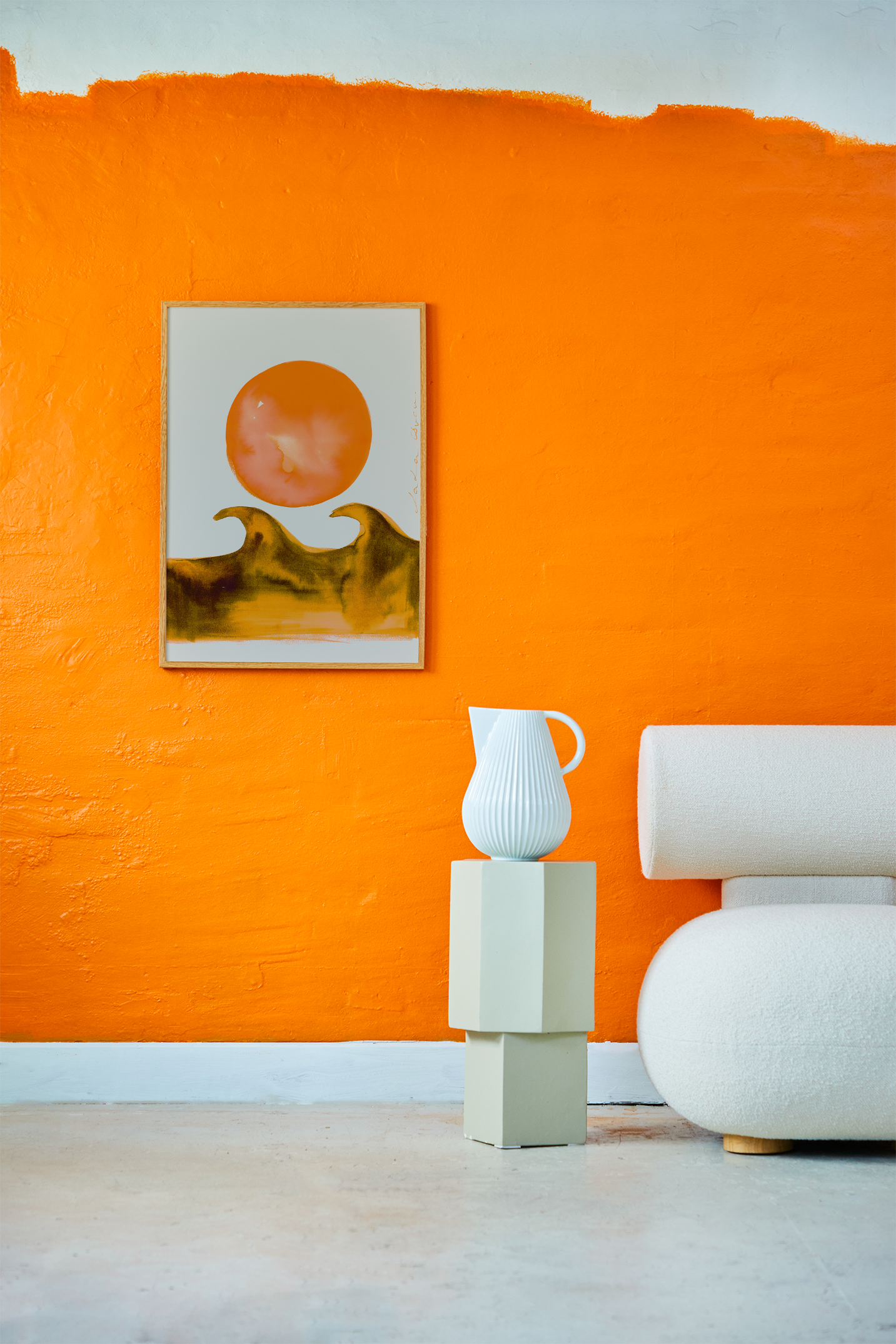 Sunset Waves  in Weiss / Orange präsentiert im Onlineshop von KAQTU Design AG. Bild ist von Paper Collective