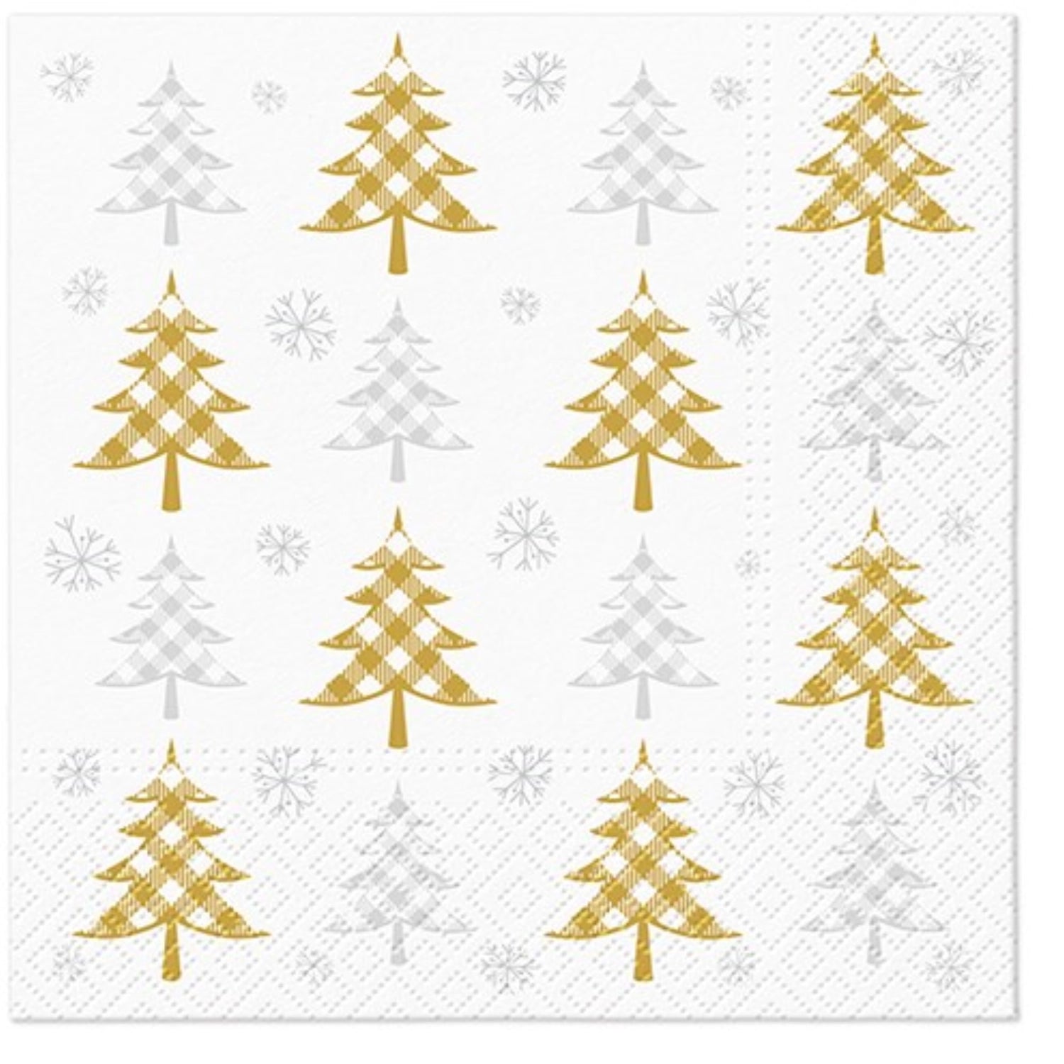 Servietten Lunch 20x Christmas Tree gold & silver, 33x33 cm - KAQTU Design
