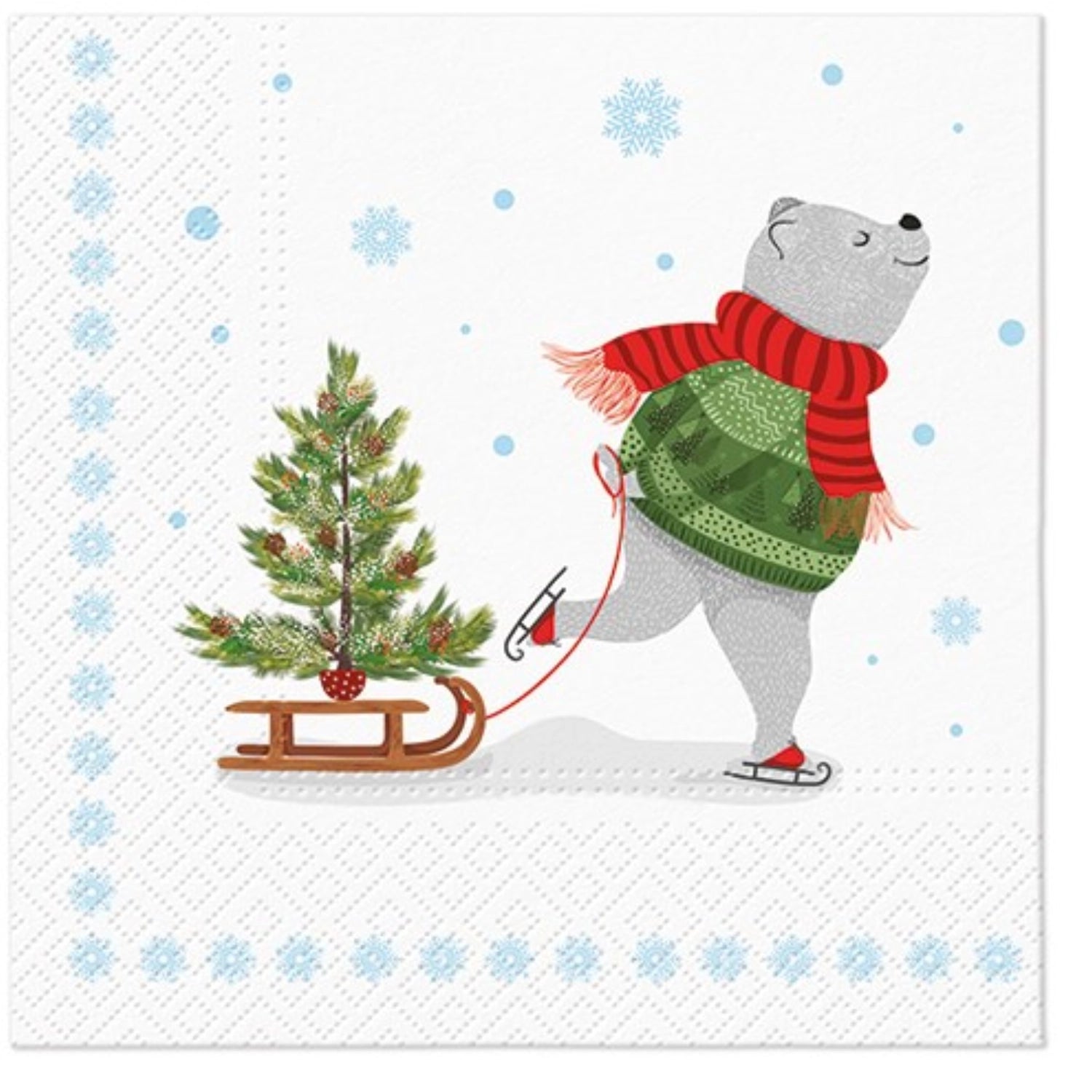 Servietten Lunch 20x Christmas Skating Bear, 33x33 cm in Mehrfarbig präsentiert im Onlineshop von KAQTU Design AG. Servietten ist von PAW
