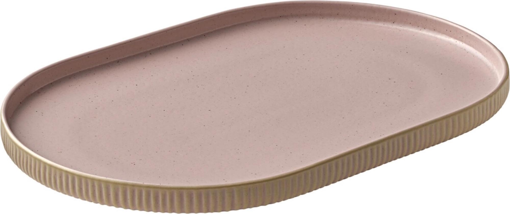 Playground Nara Platte Oval Relief Rosé 30x20cm H2.4cm