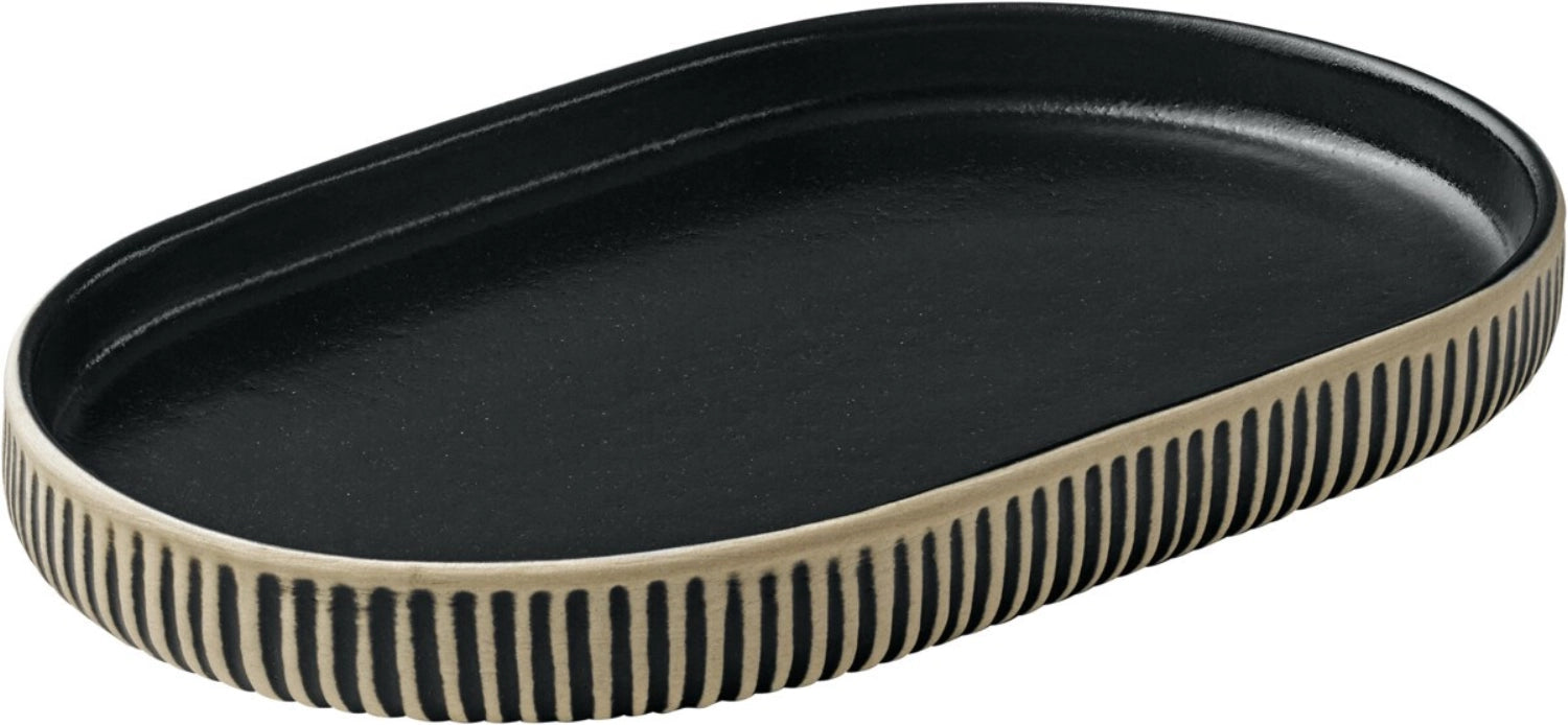 Parco giochi nara plate ovale rilievo nero bianco 18x11cm h2c