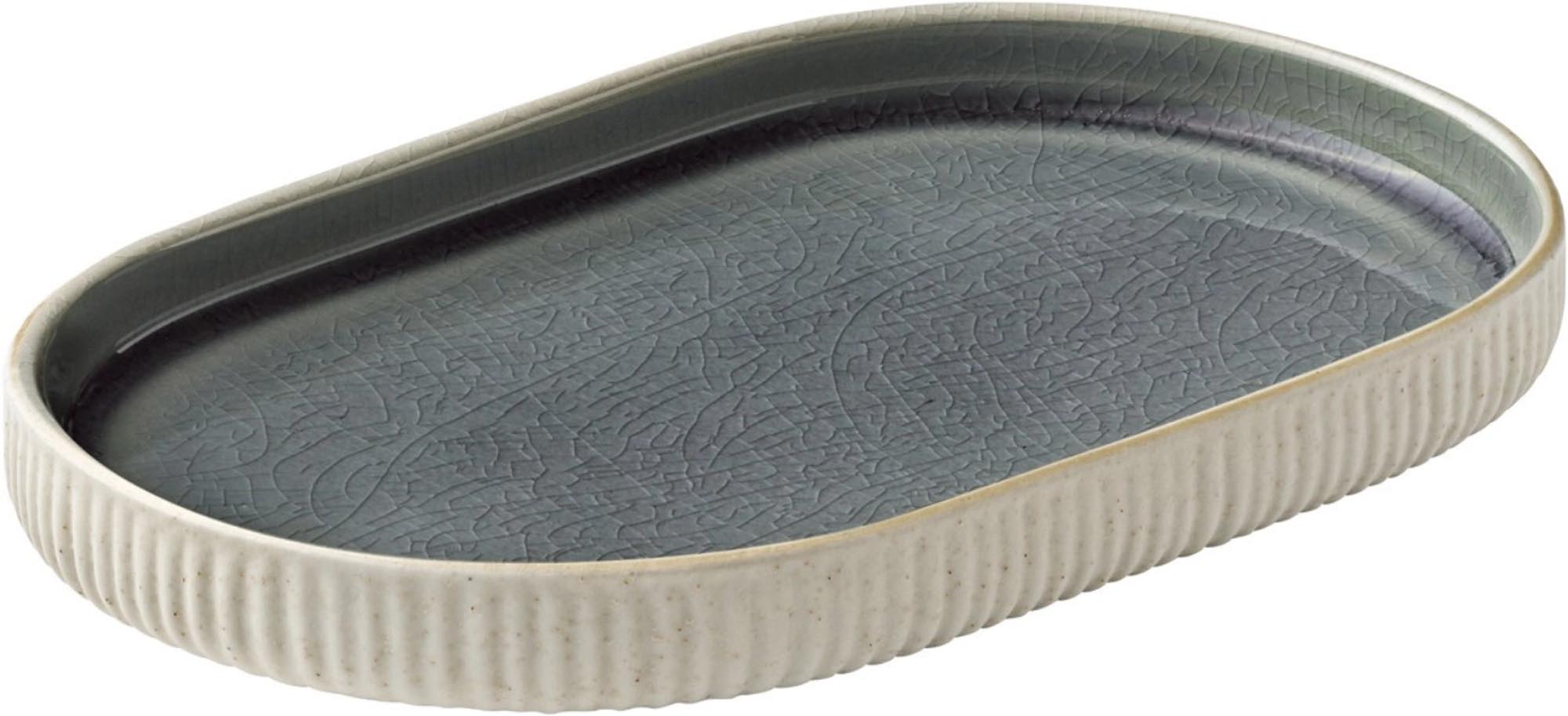 Playground nara plate oval relief gray 18cm