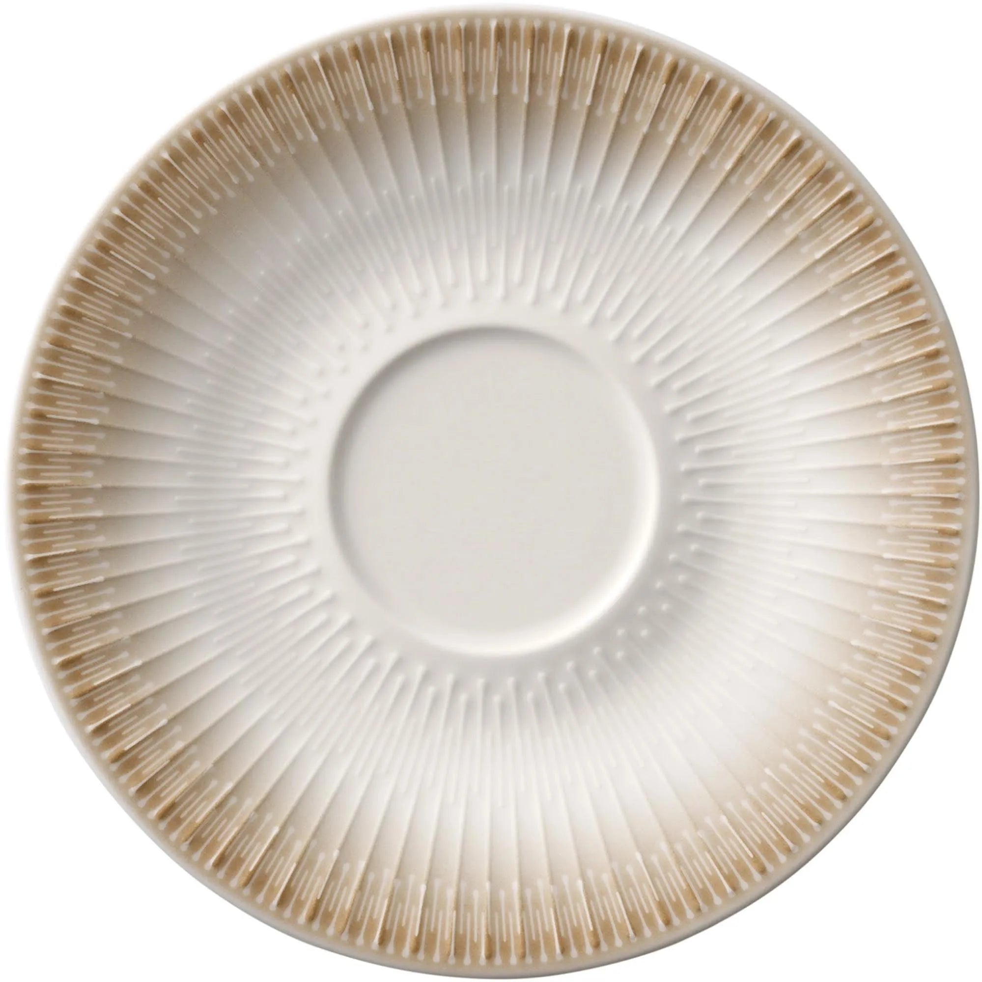Stilvolle 13cm Untertasse aus feinstem Porzellan mit modernem Relief-Design, spülmaschinenfest und mikrowellengeeignet.