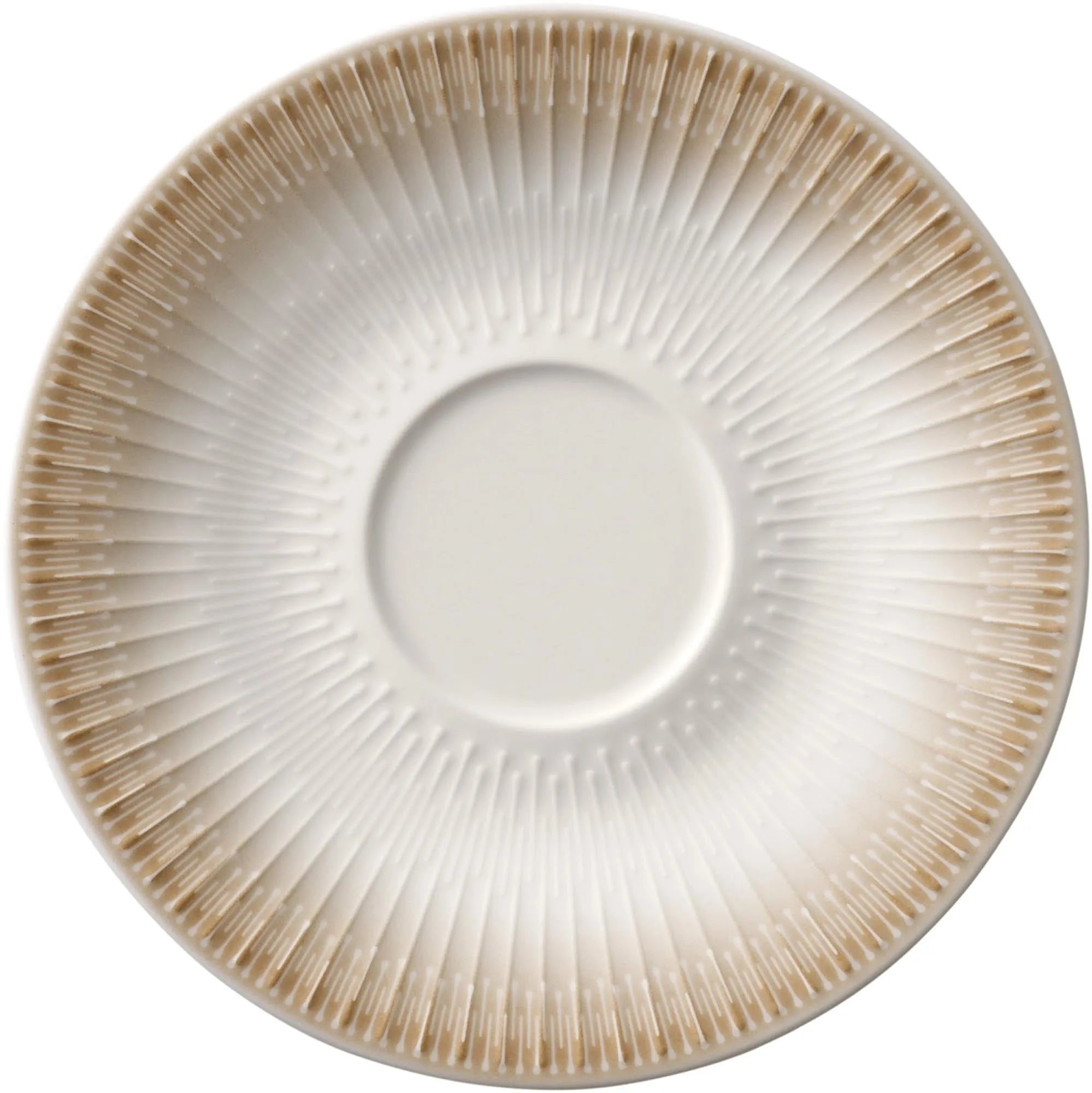 Elegante 16cm Porzellan-Untertasse mit Relief, ideal für Cafés. Langlebig, kratzfest, spülmaschinenfest.