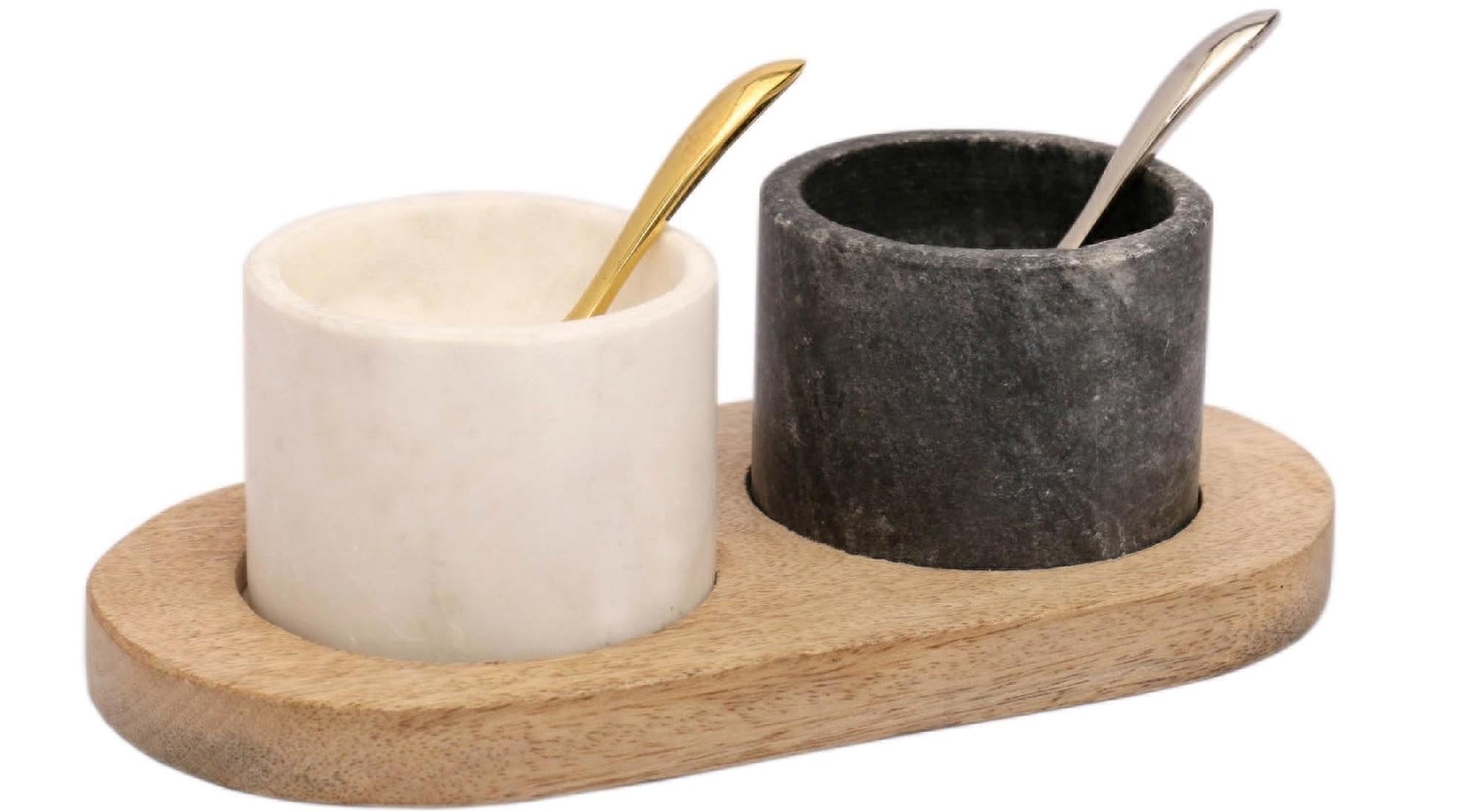 Playground Menage con 2 ciotola di marmo 2 cucchiai 0.17lt h6cm