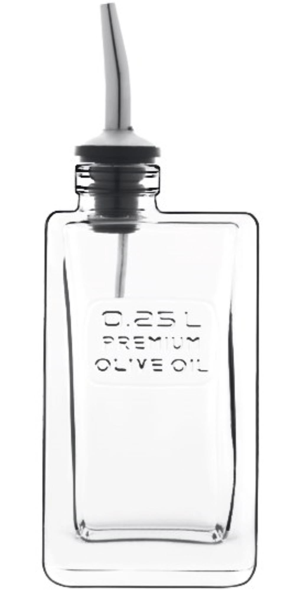 Stilvolle 0,25L Ölflasche von Schönwald, aus Glas, mit präzisem Ausgiesser. Perfekt für Olivenöl & Essig, spülmaschinenfest.