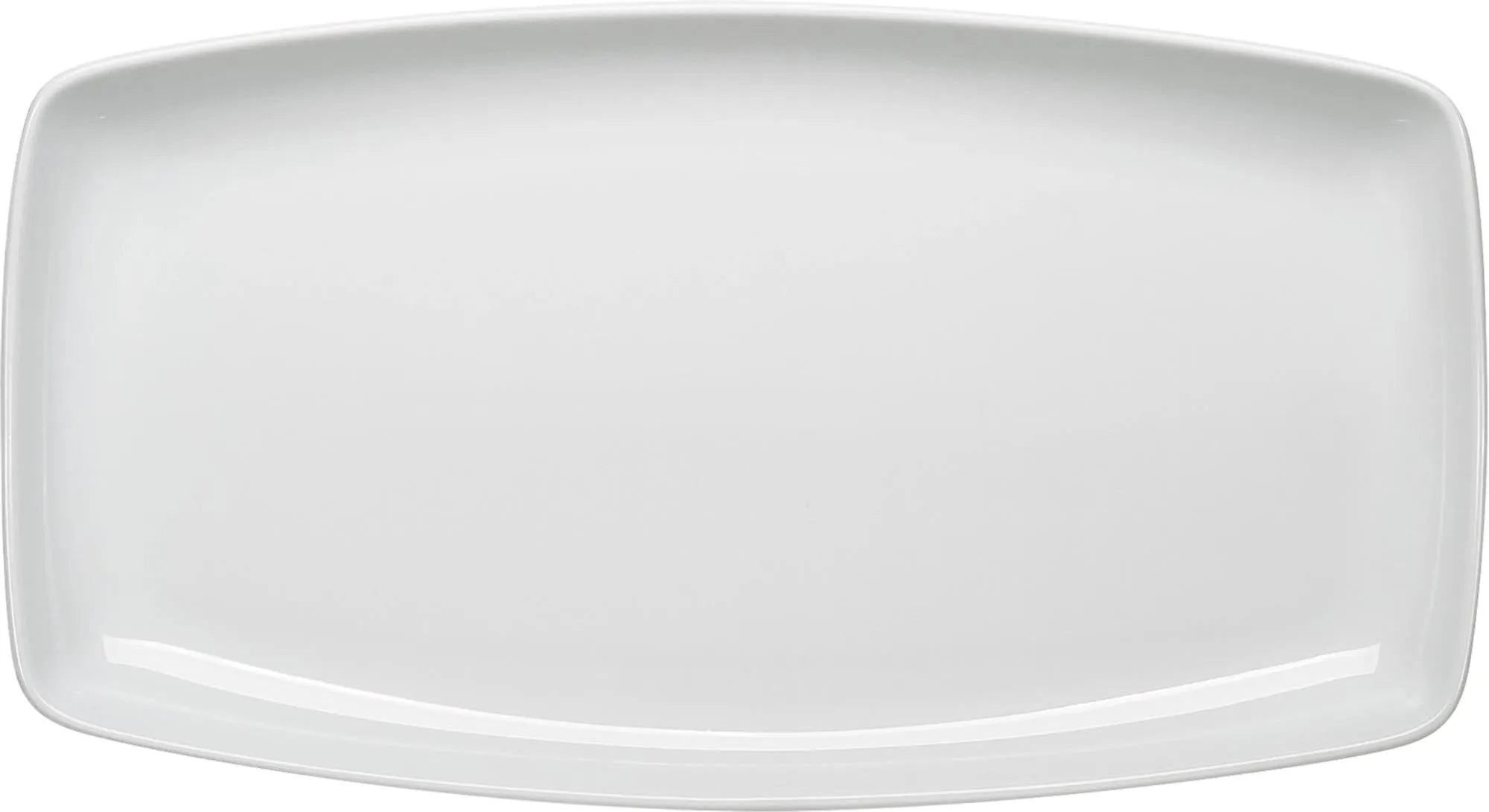 Elegante, eckige Porzellanplatte von Schönwald, ideal für Vorspeisen, Hauptgerichte und Desserts. Mikrowellen- und spülmaschinenfest.