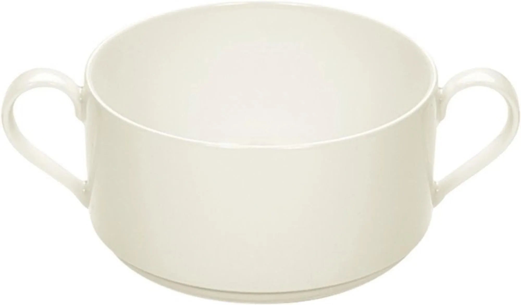 Elegante, stapelbare Suppentasse aus robustem Noble China, ideal für Gastronomie. 0.35L Volumen, spülmaschinen- und mikrowellenfest.