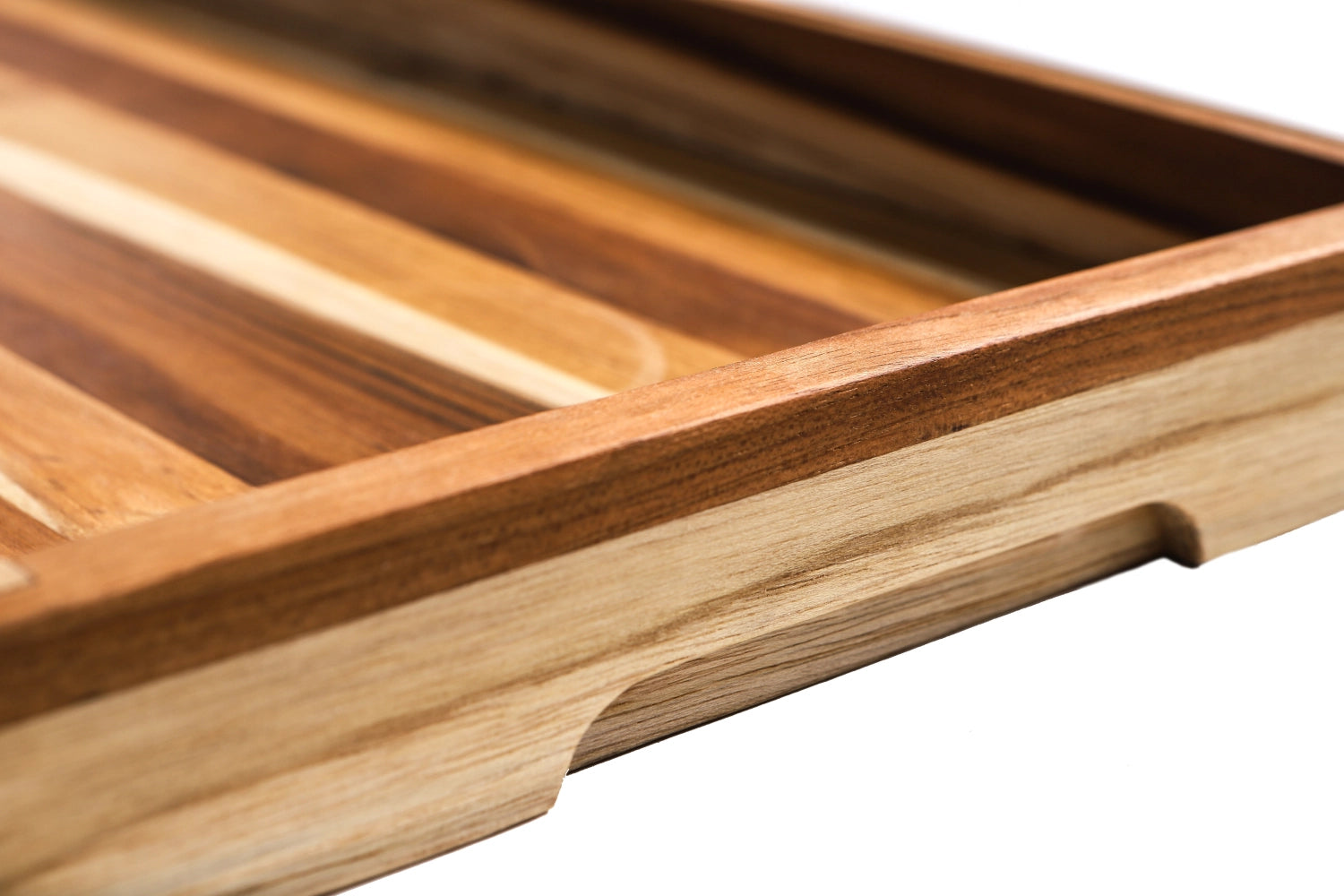 Plateau de service en teck m. Poignée de poignée, m. 3 comprimés, 51x30.5x5cm