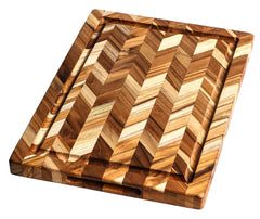 Teak Schneide- und Servierbrett m. Saftrille, 46x36x2.5 cm
