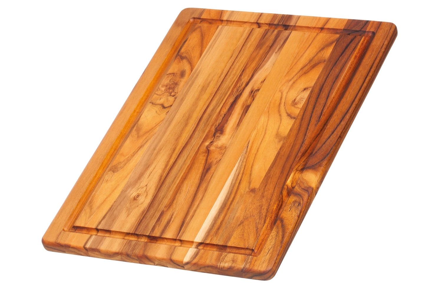 Teak Schneide- und Servierbrett mit Saftrille, 40x28x1.4 cm