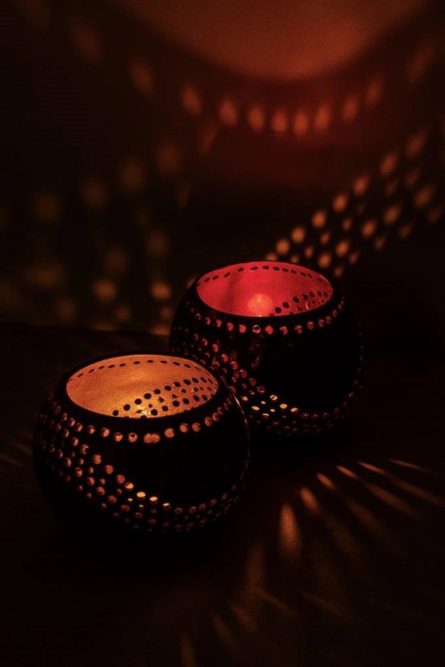 Teelichthalter Kokosnuss Wellen Gold 14cm