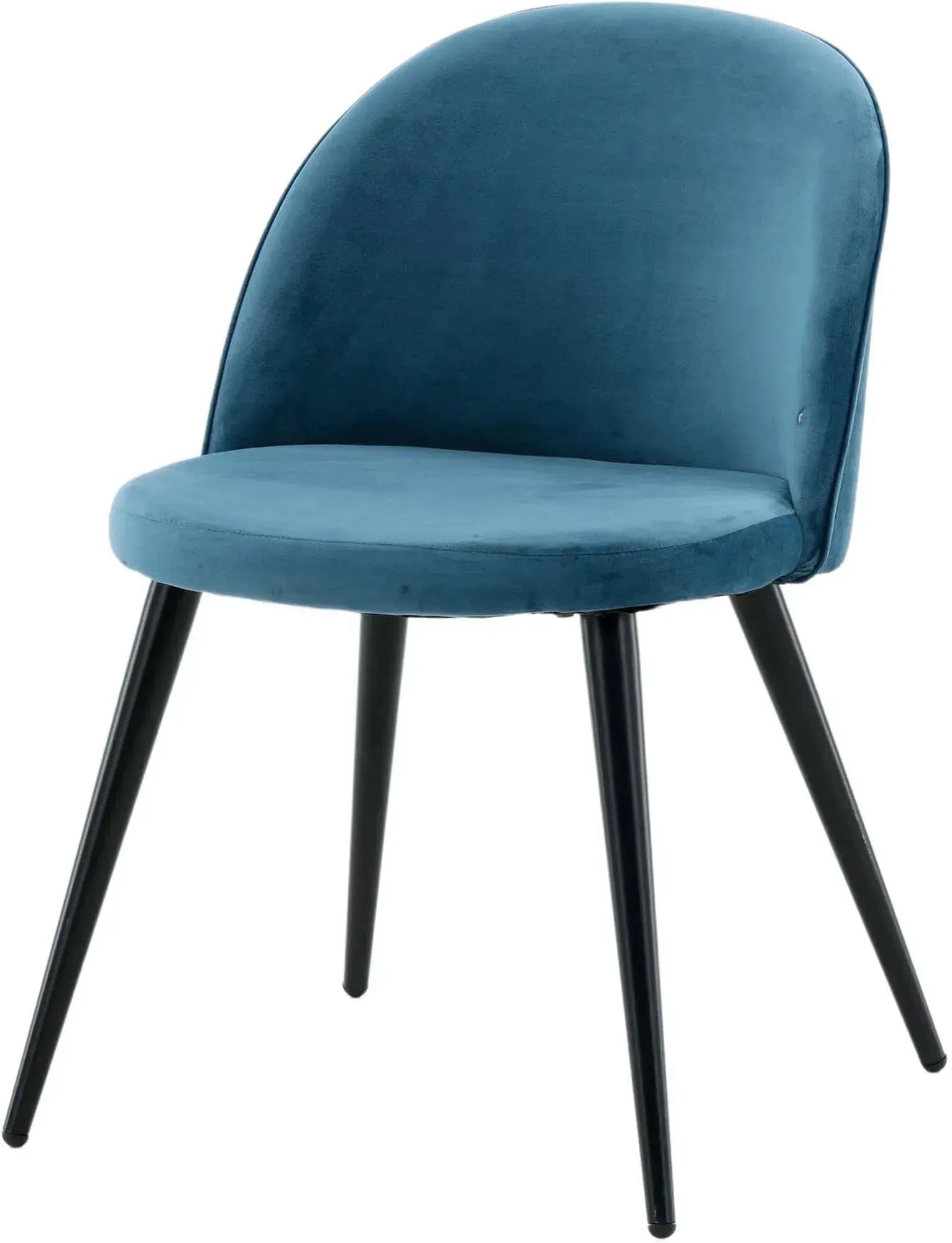 Eleganter Velvet Matstol Stuhl in meerblauem Samt, ergonomisch, mit robusten Metallbeinen. Perfekt für Ess- oder Wohnzimmer.