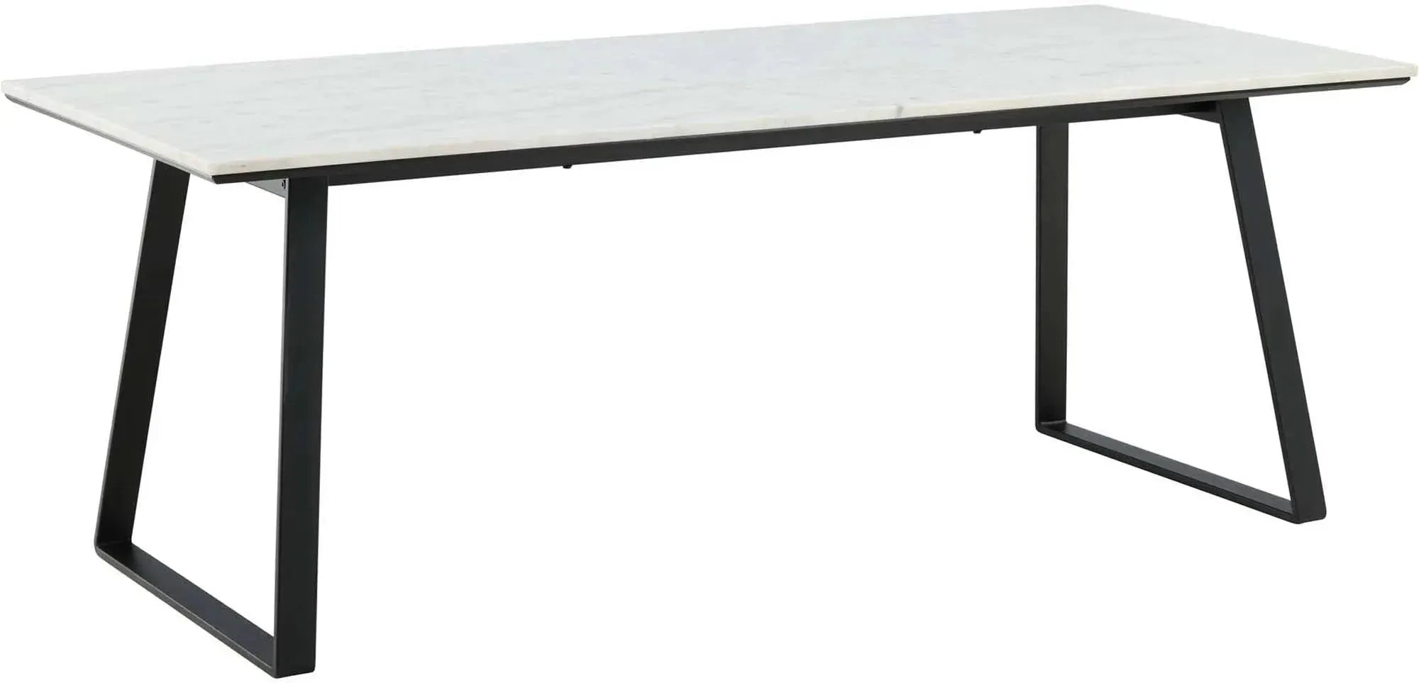 Eleganter Esstisch aus schwarzem Marmor und Metall, ideal für stilvolle Dinnerabende.