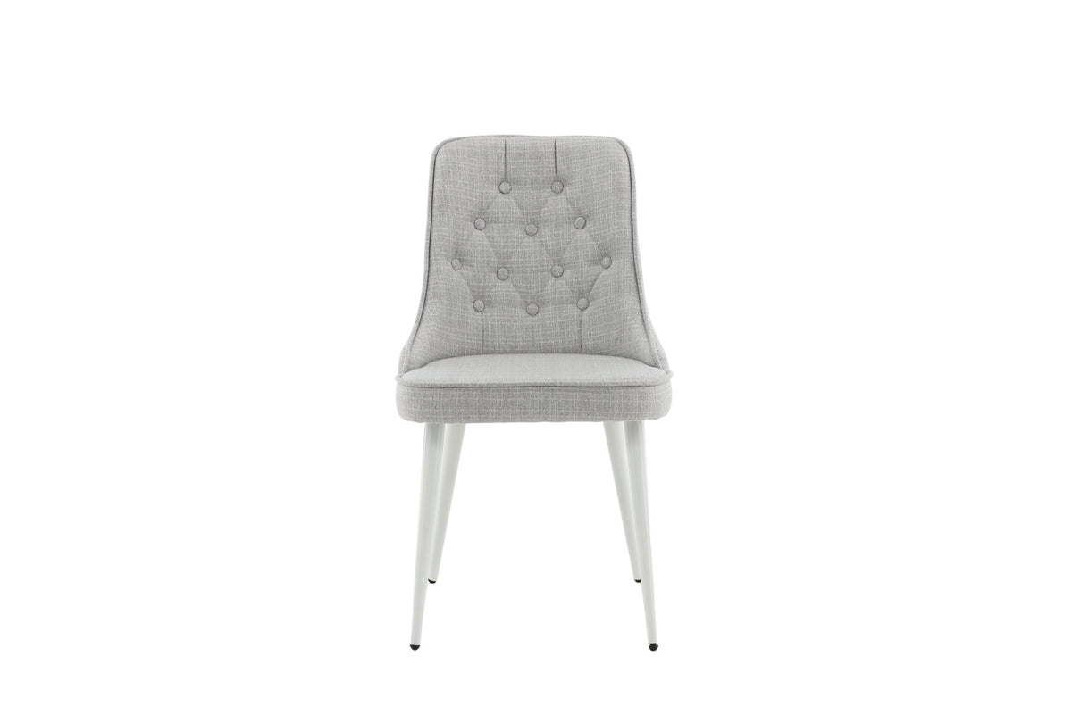 Velvet Deluxe Stuhl in Hellgrau / Weiss präsentiert im Onlineshop von KAQTU Design AG. Stuhl ist von Venture Home
