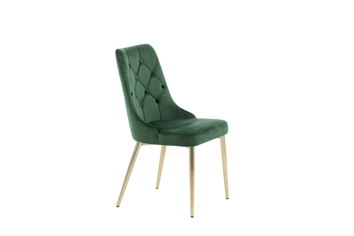 Velvet Lyx Stuhl in Grün präsentiert im Onlineshop von KAQTU Design AG. Stuhl ist von Venture Home