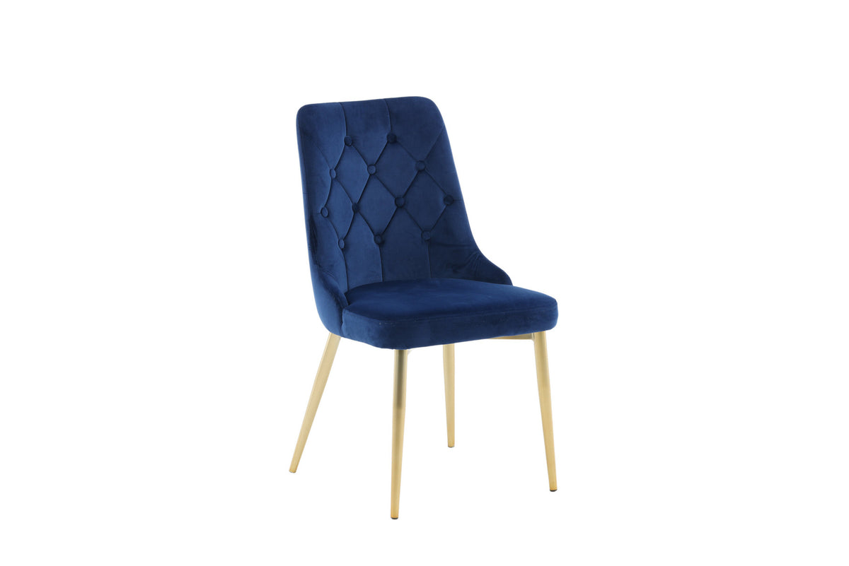 Velvet Lyx Stuhl in Blau präsentiert im Onlineshop von KAQTU Design AG. Stuhl ist von Venture Home