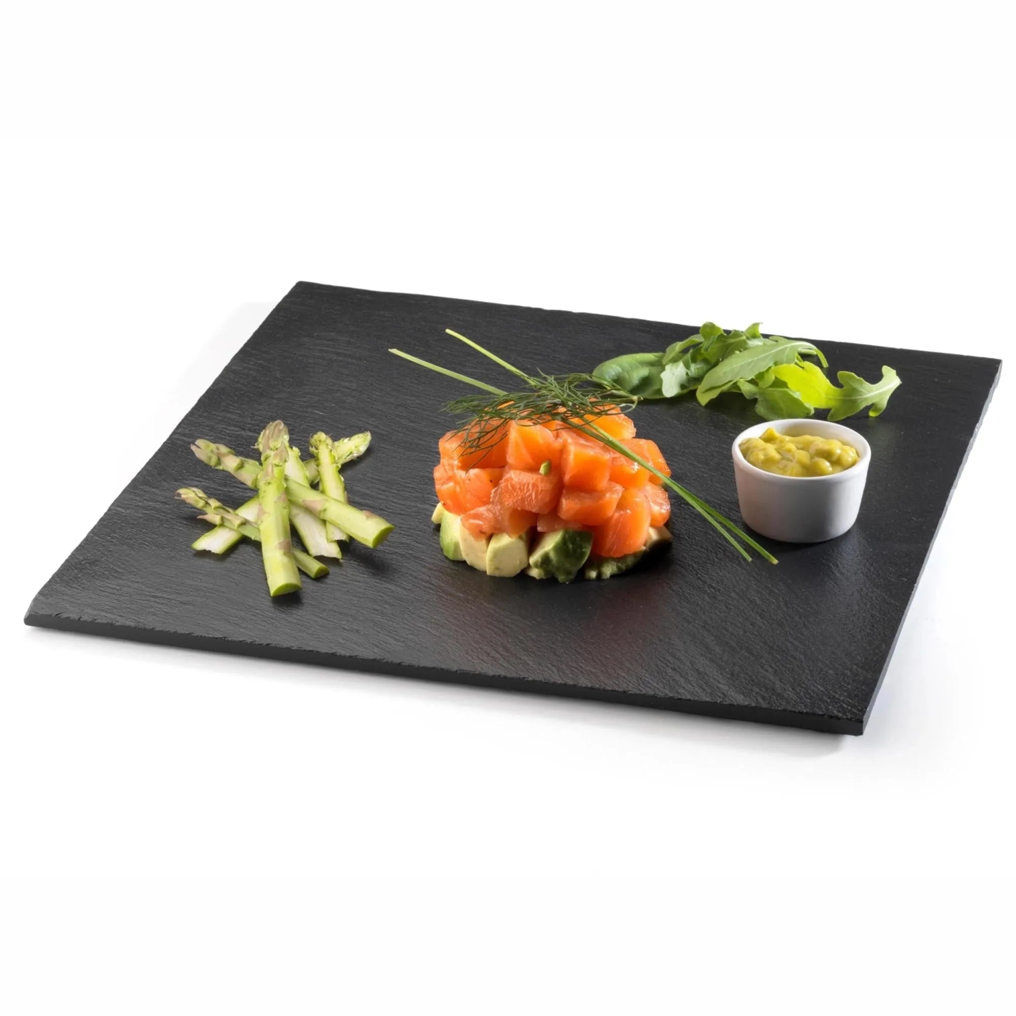 Elegante Schiefer Servierplatte 30x30 cm von Vollrath, ideal für stilvolle Präsentationen in Restaurants und zu Hause.