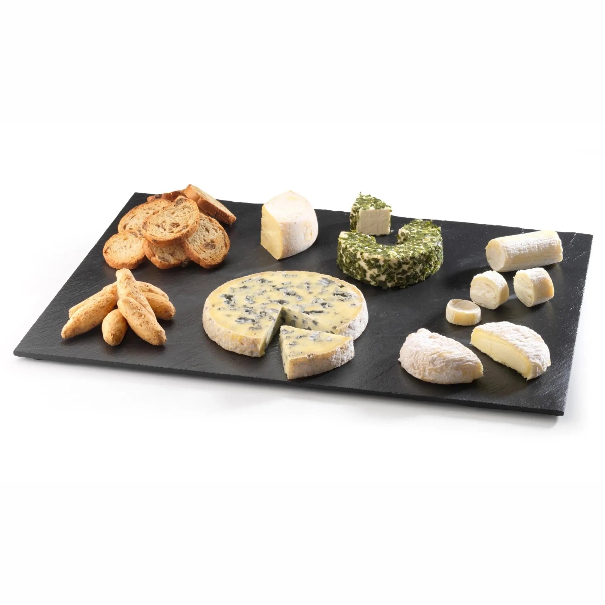 Elegante Schiefer Servierplatte 40x30 cm von Vollrath: robust, langlebig, ideal für Käse, Antipasti, Sushi. Perfekt für jeden Anlass.
