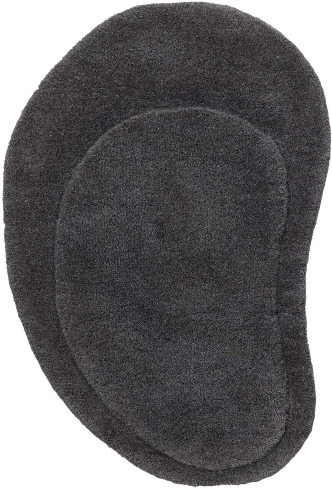 Eleganter Sten Teppich von Venture Home: Hochwertige Wolle, handgefertigt, 50x75 cm, dunkelgrau, ideal für jeden Eingangsbereich.