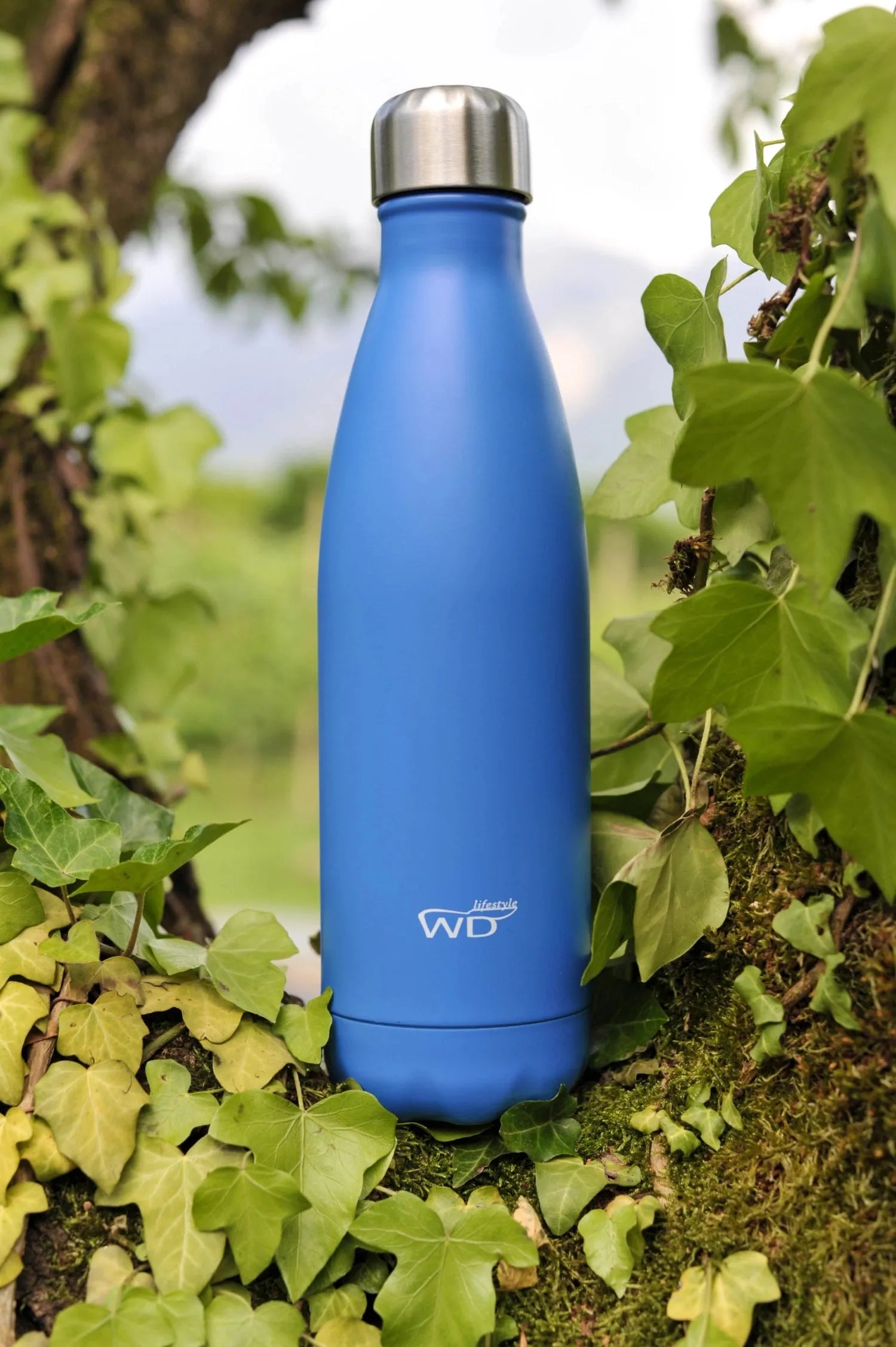 Robuste 500ml Isolierflasche in Blau von Easy Life für heiße Getränke.