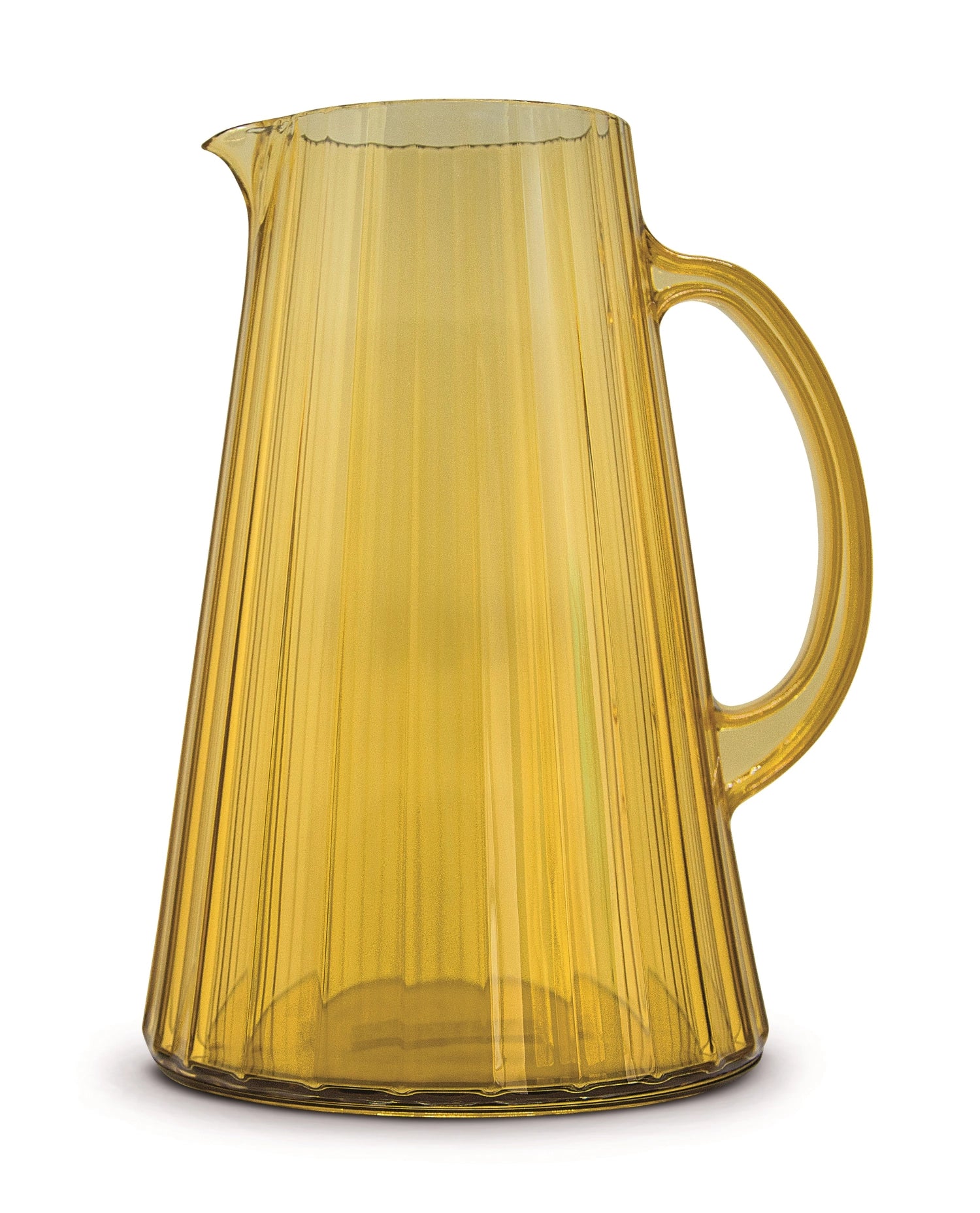 Elegante 2,5 Liter Acryl Karaffe in bernsteinfarben von Easy Life. Ideal für Wasser, Saft und Cocktails. Bruchsicher, leicht zu reinigen und perfekt für jede Feier.