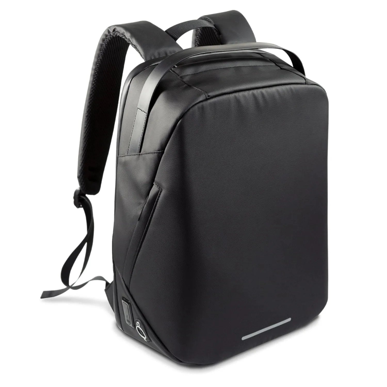 City Life-Rucksack: 19L, 32x15x40cm, schwarz, aus recyceltem PET, wasserabweisend, stilvoll, nachhaltig, ideal für Alltag.
