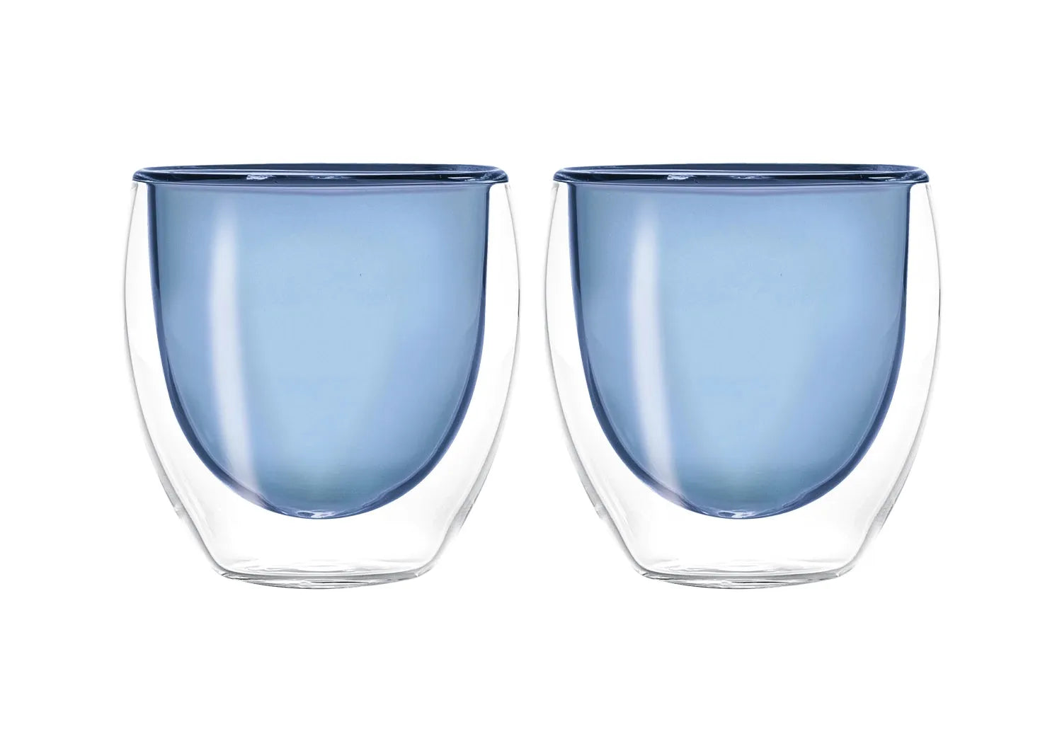 2er Set Espressogläser doppelw. blau, 80ml in Blau präsentiert im Onlineshop von KAQTU Design AG. Tasse ist von Easy Life
