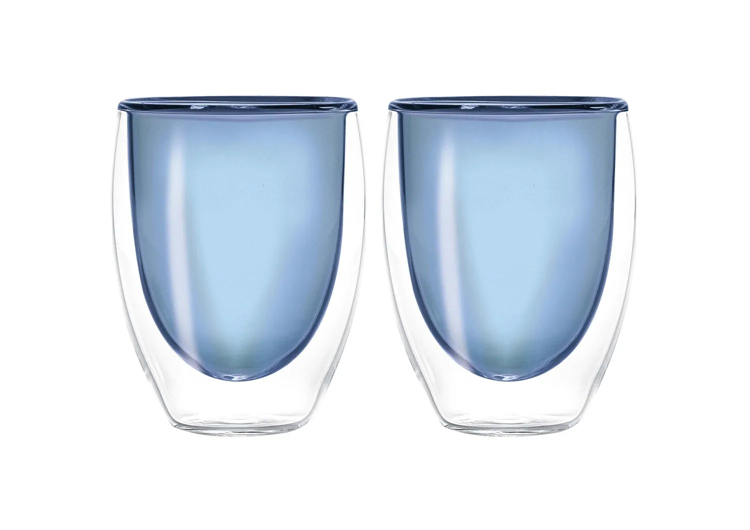 2er Set Teeglas doppelw. blau, 220ml in Blau präsentiert im Onlineshop von KAQTU Design AG. Tasse ist von Easy Life