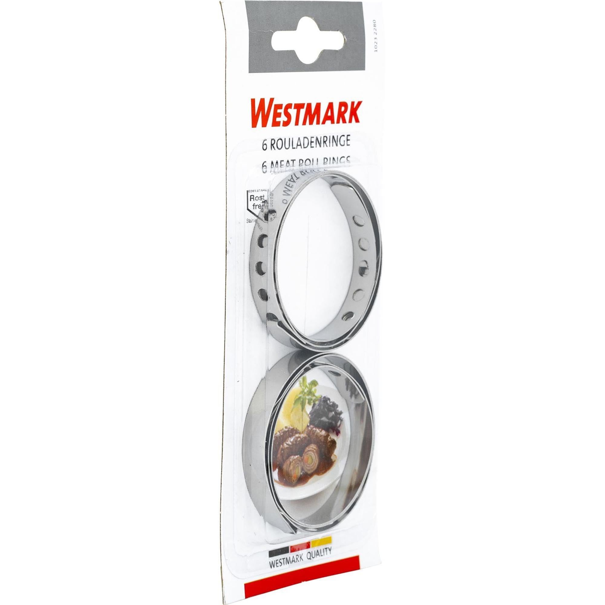 Set aus 6 robusten Rouladenringen von Westmark, ideal zum Fixieren von Rouladen und anderen Gerichten.