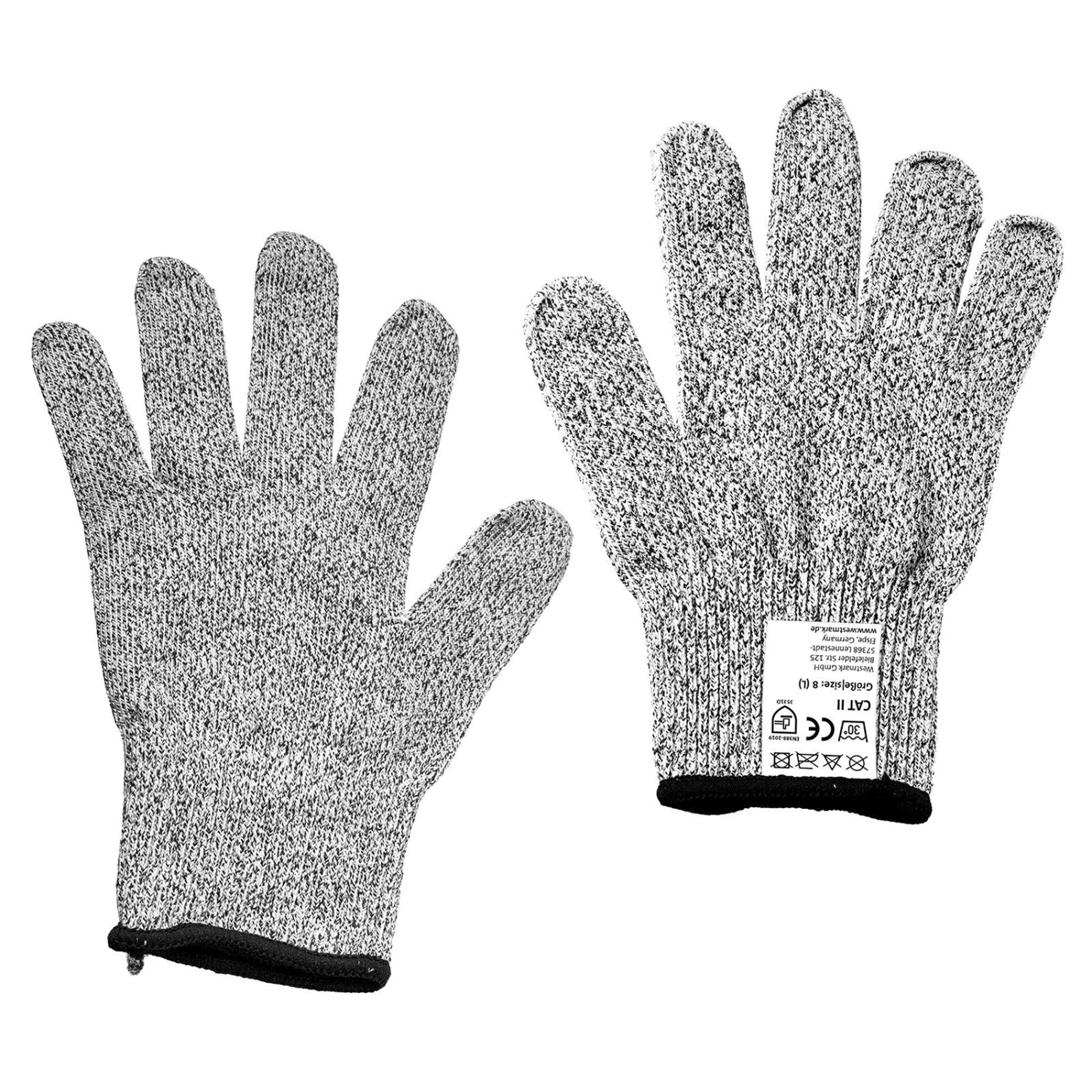 Schnittschutz-Handschuhe in Silber präsentiert im Onlineshop von KAQTU Design AG. Küchenmesser ist von Westmark