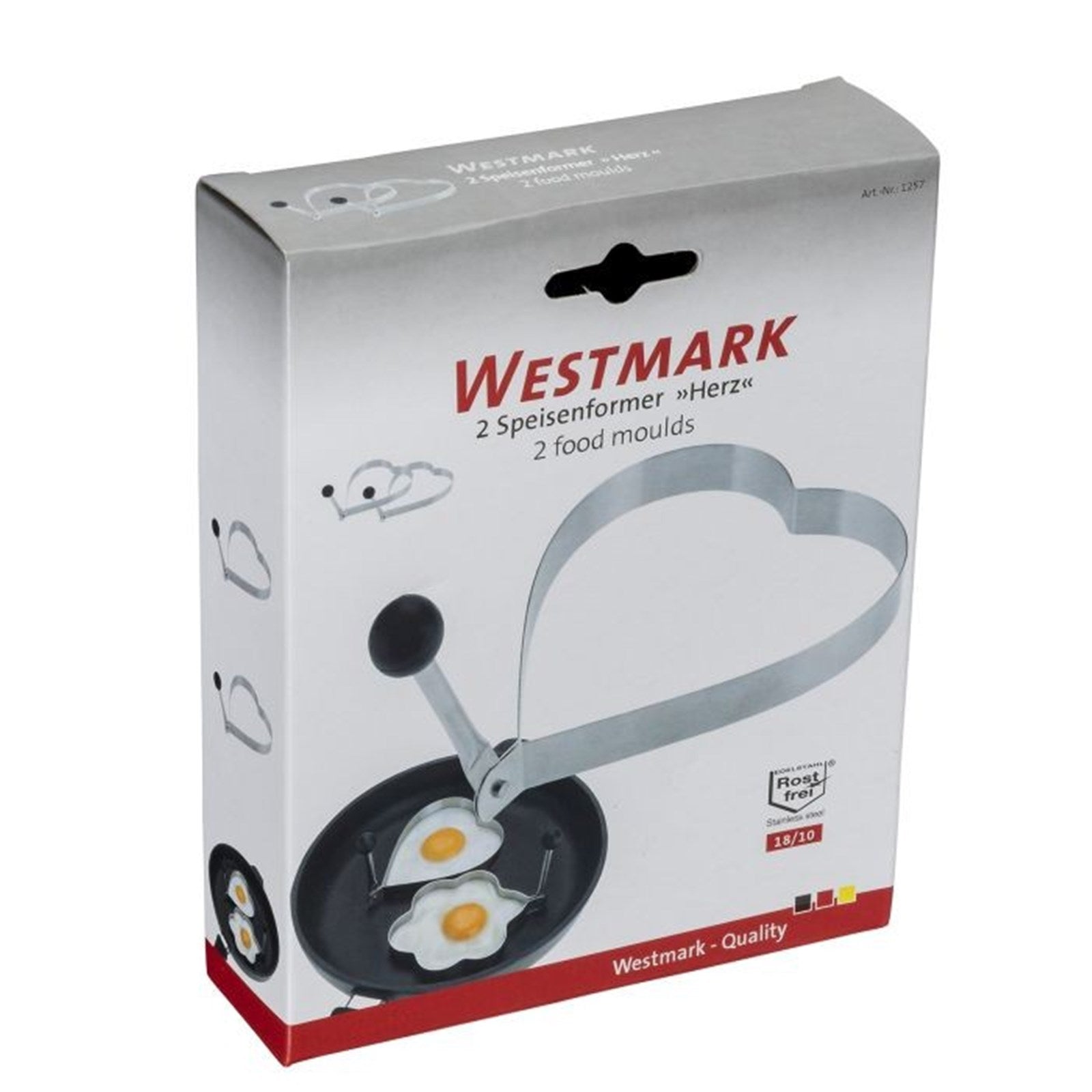 2er Set herzförmige Speisenformer von Westmark, ideal für kreative Anrichtung von Speisen und Desserts in Herzform.